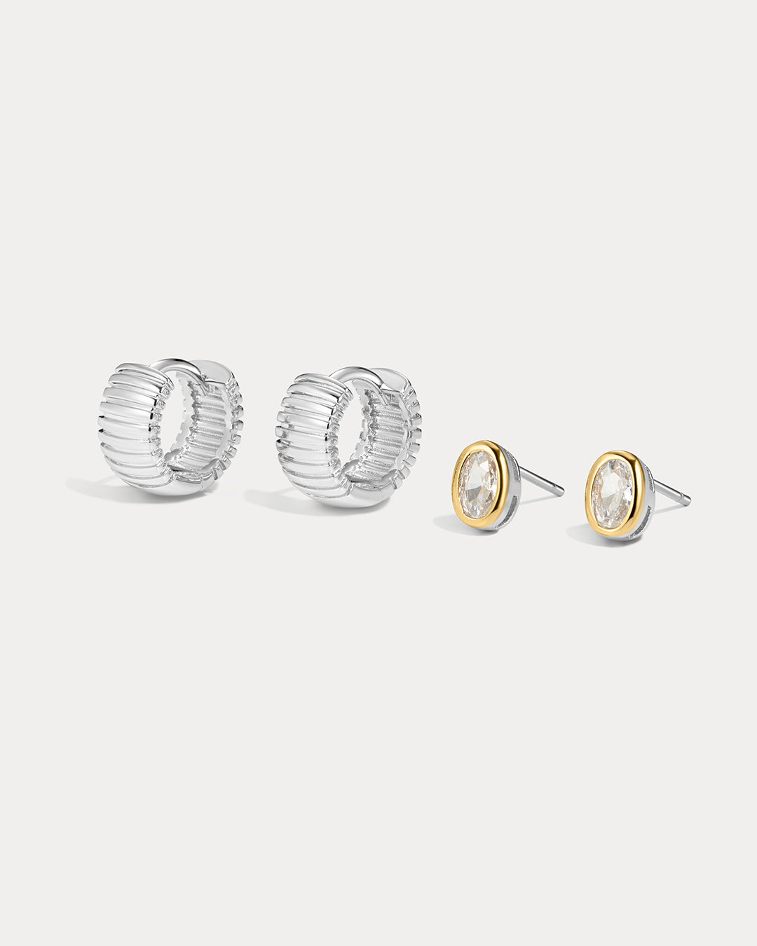 The Luv Aj Georgia Stone Earring set in silver on white background