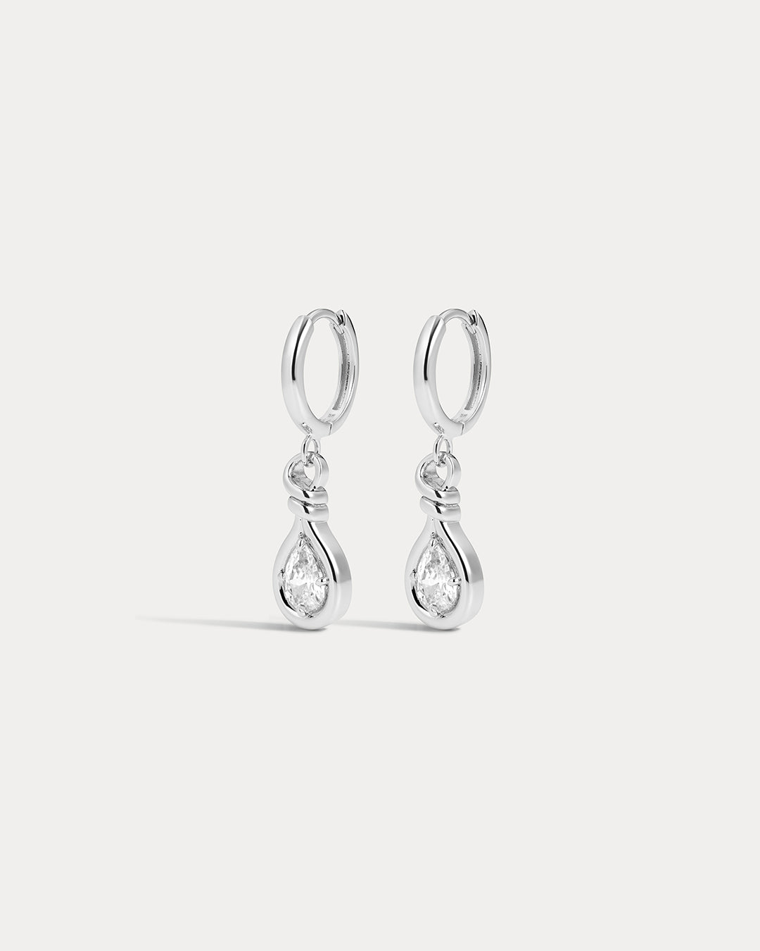 The Luv Aj Georgia Stone Knot Hoops in silver on white background