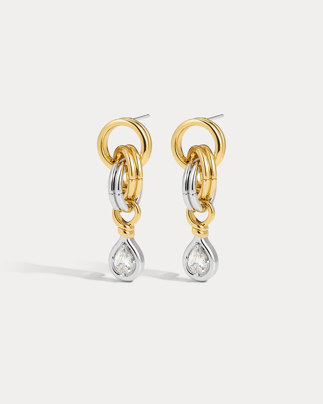The Luv Aj Georgia Stone Twisted Studs in Gold on White Background