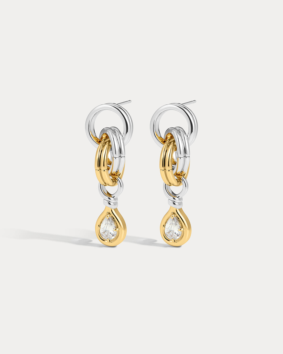 The Luv Aj Georgia Stone Twisted Studs in Silver on white background