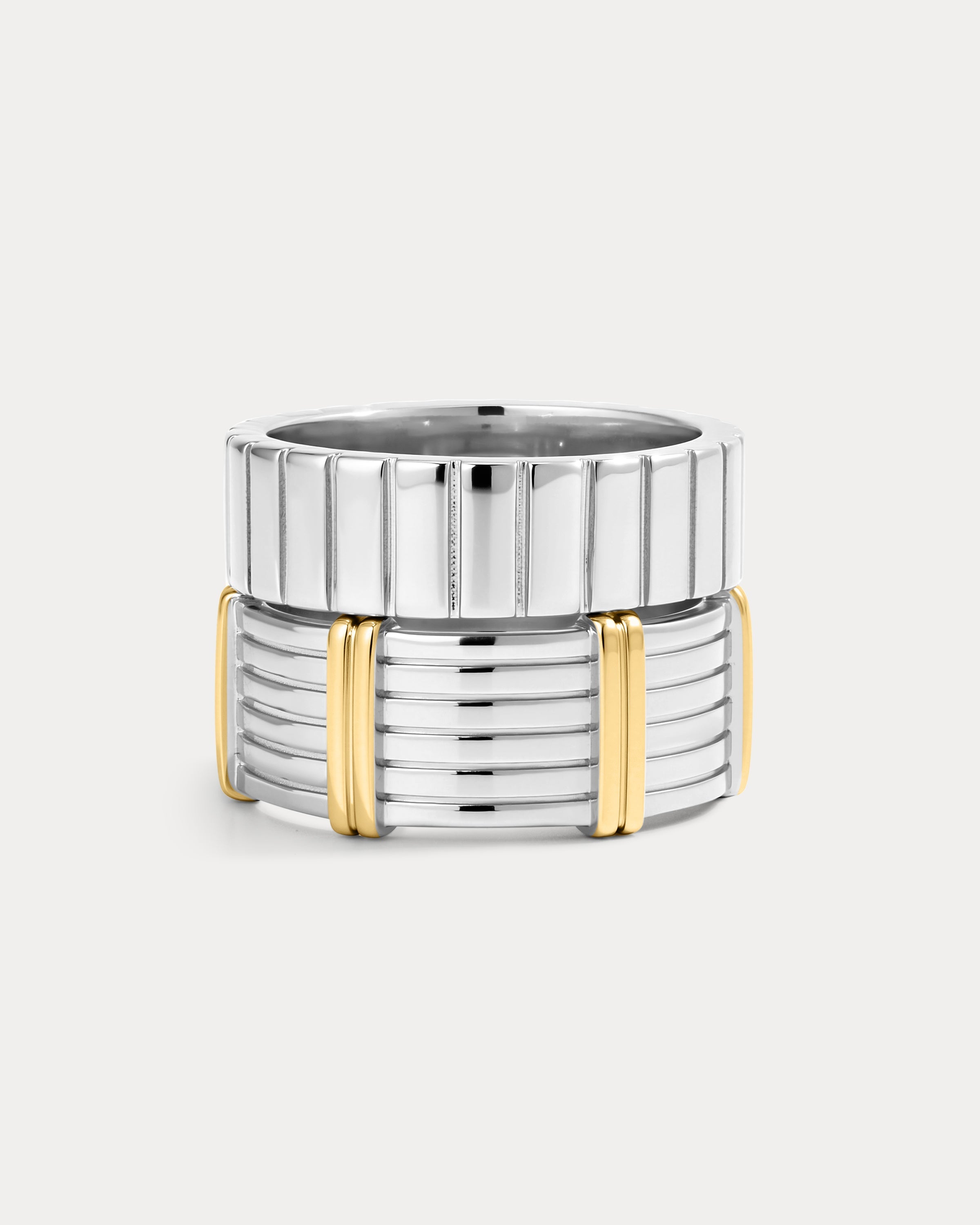 The Luv Aj Luna Bezel Ring Set in Silver on a white background