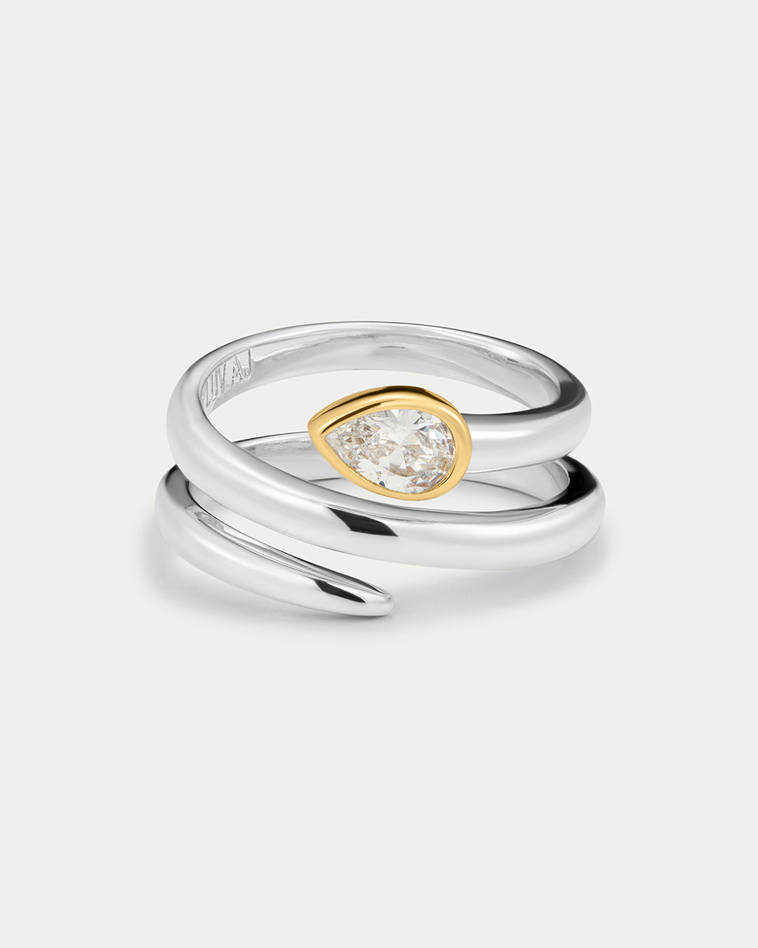 The Luv Aj Marais Coil Ring in Silver on White Background