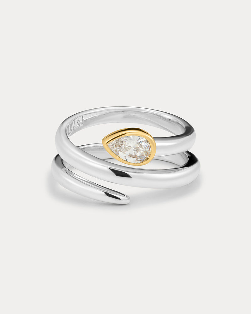 The Luv Aj Marais Coil Ring in Silver on White Background