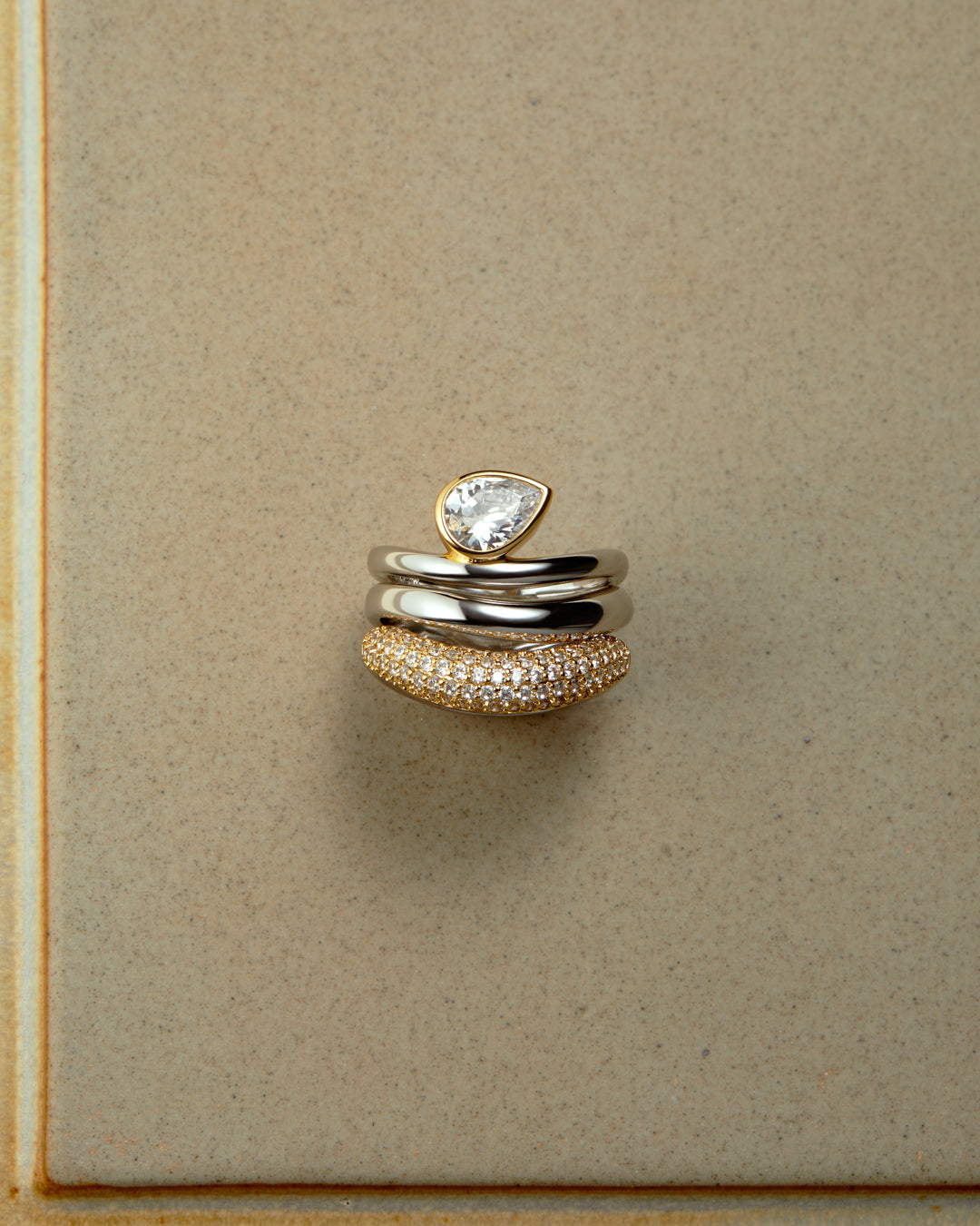 The Luv Aj Marais Wave Ring Set flat lay photo