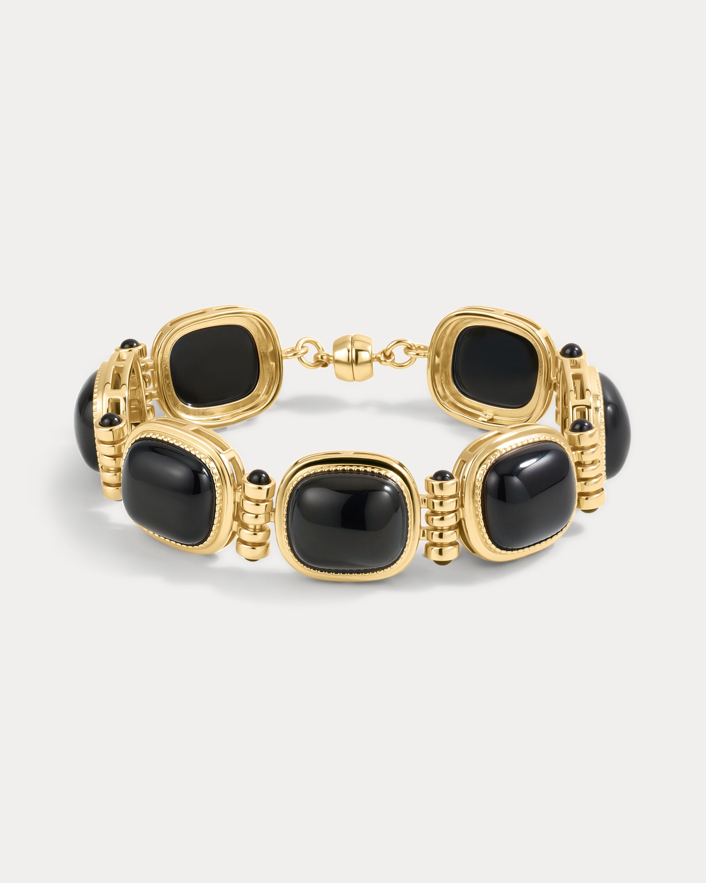 The Luv Aj Midnight Mesa Beaded Necklace in Gold on white background