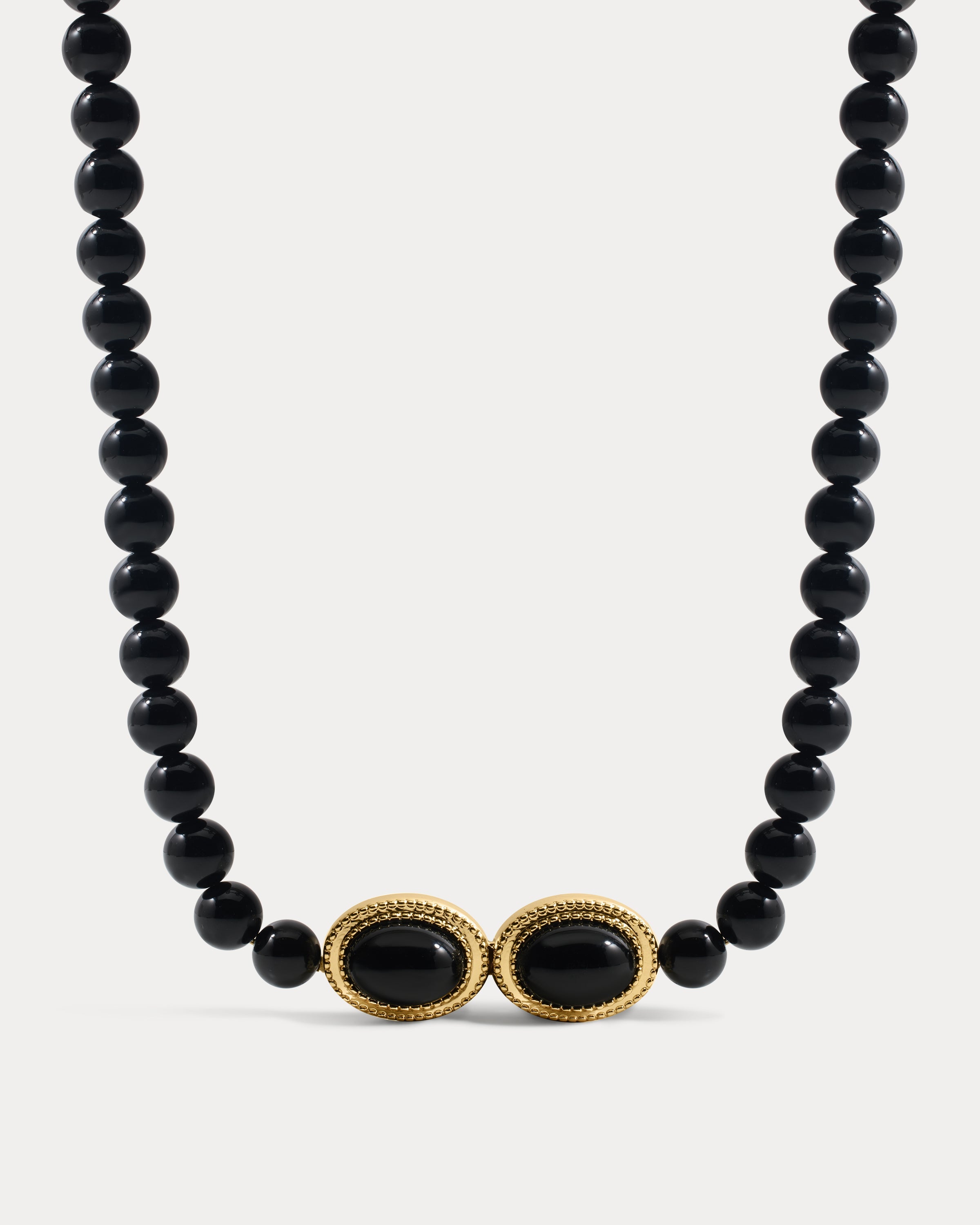 The Luv Aj Midnight Mesa Beaded Necklace in Gold on white background