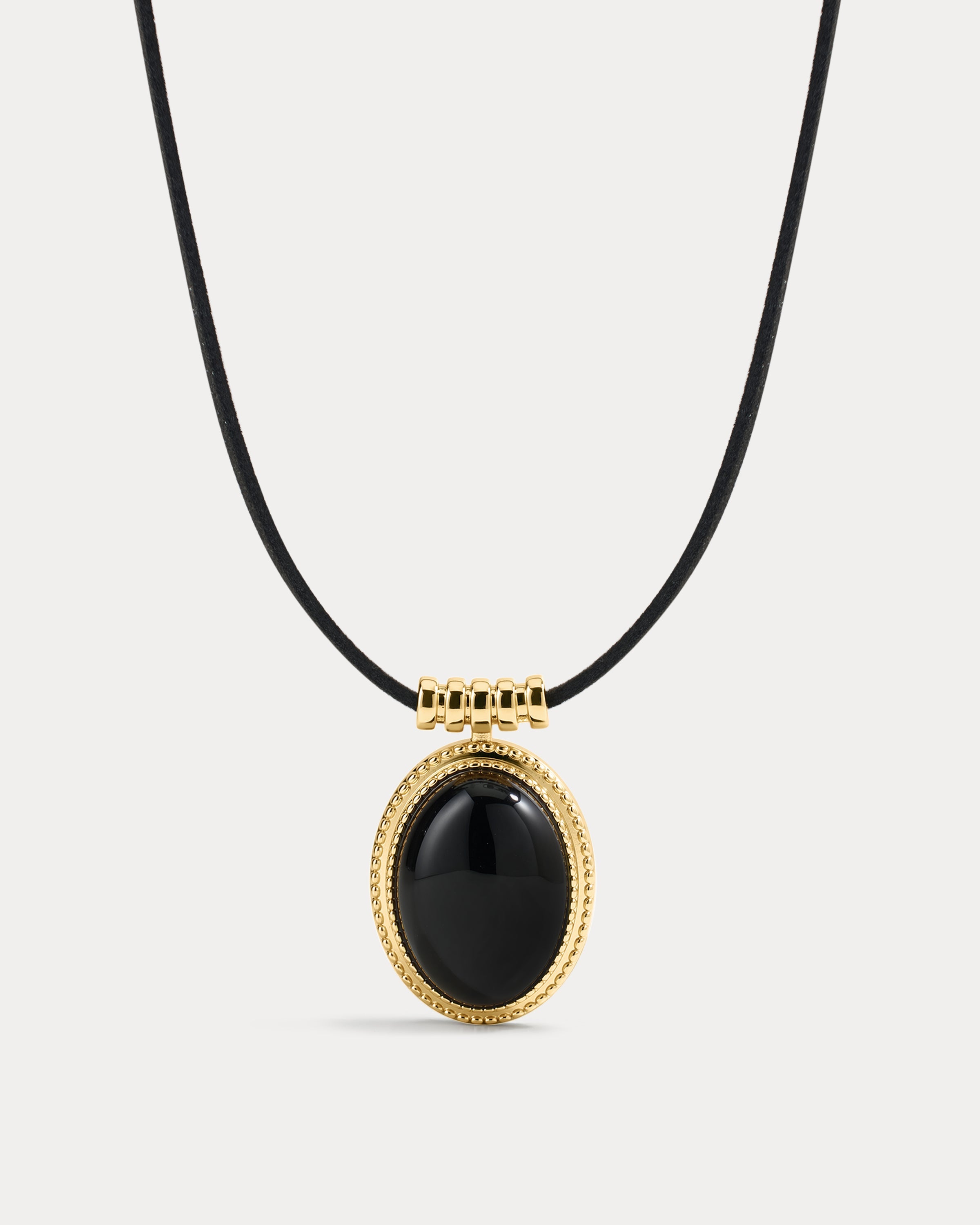 The Luv Aj Midnight Mesa Cord Necklace in Gold on white background