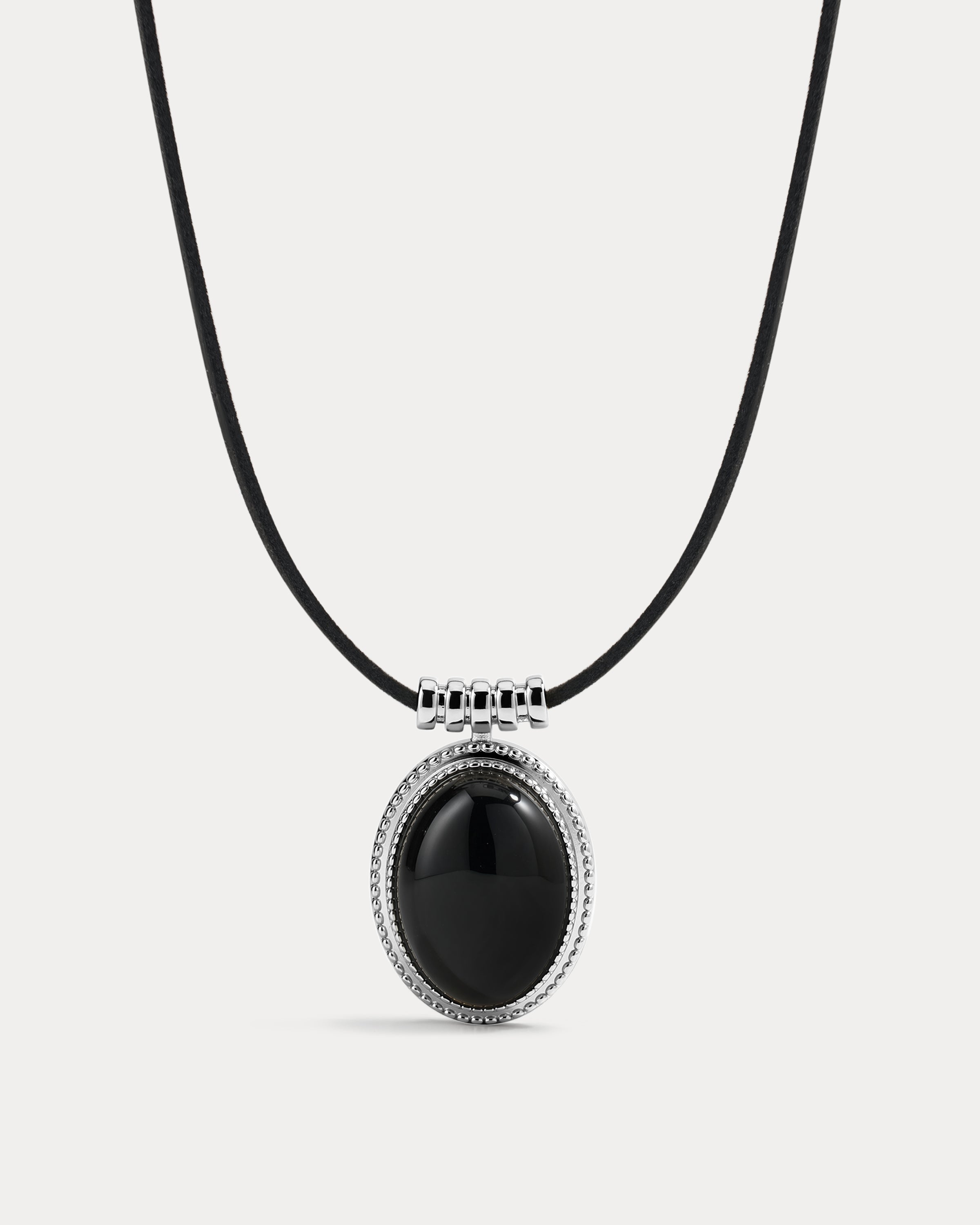 The Luv Aj Midnight Mesa Cord Necklace in Silver on white background