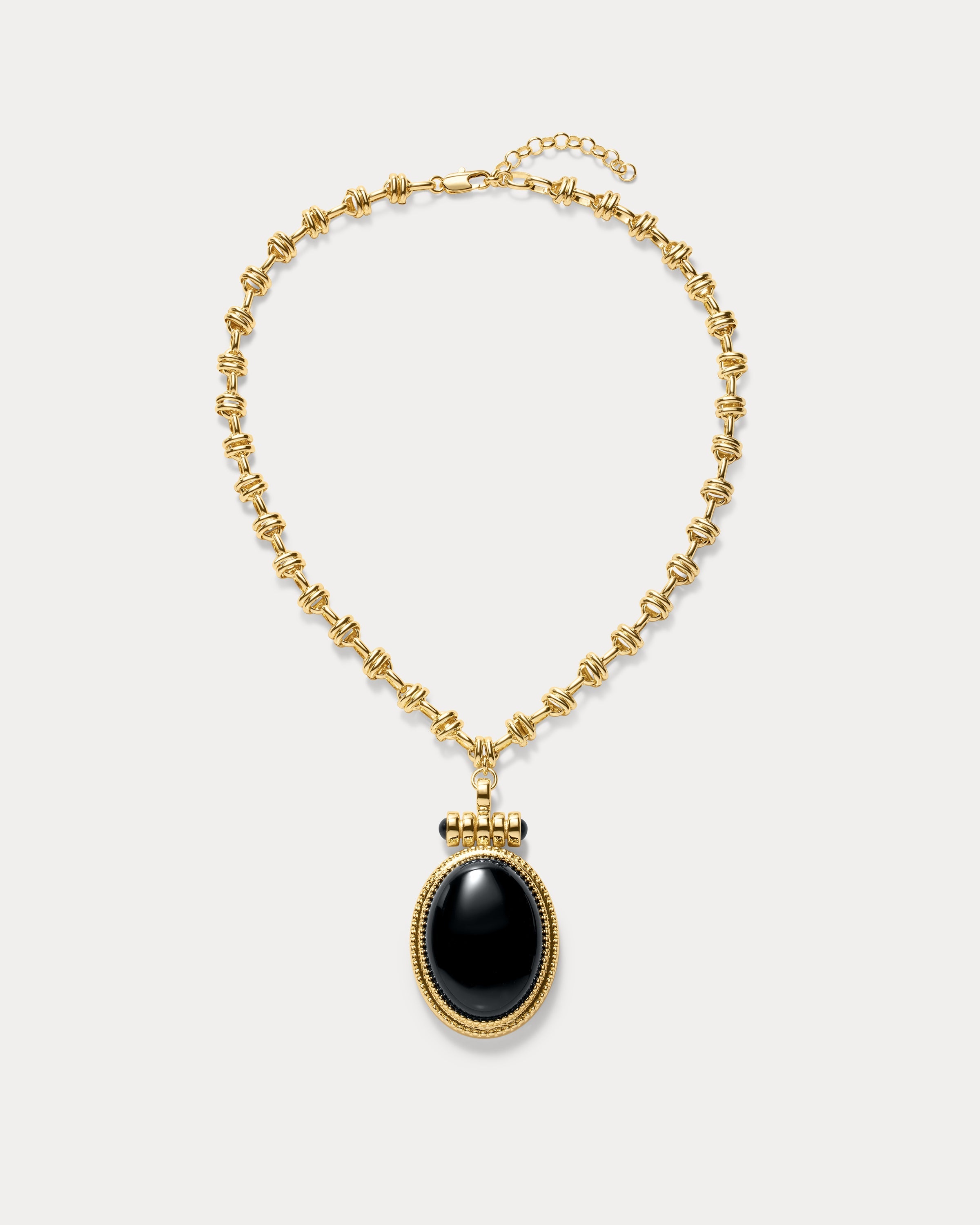 The Luv Aj Midnight Mesa Pendant Necklace in Gold on white background