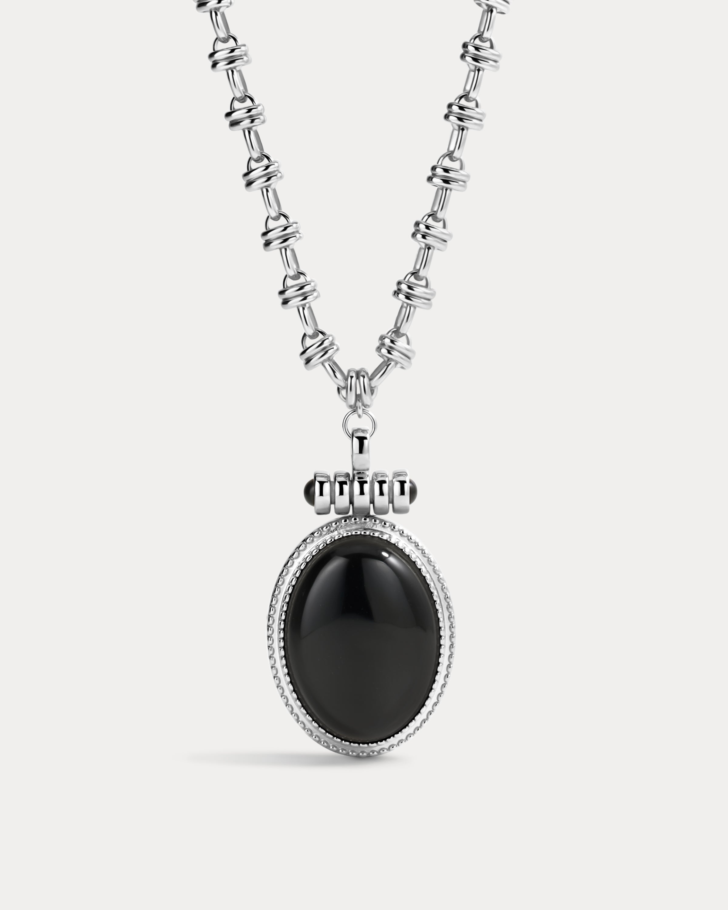 The Luv Aj Midnight Mesa Pendant Necklace in Silver on white background