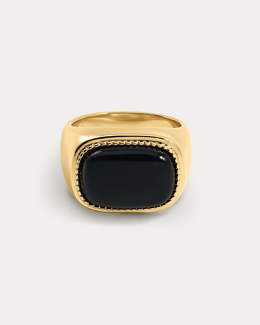 The Luv Aj Midnight Mesa Signet Ring in Gold on white background