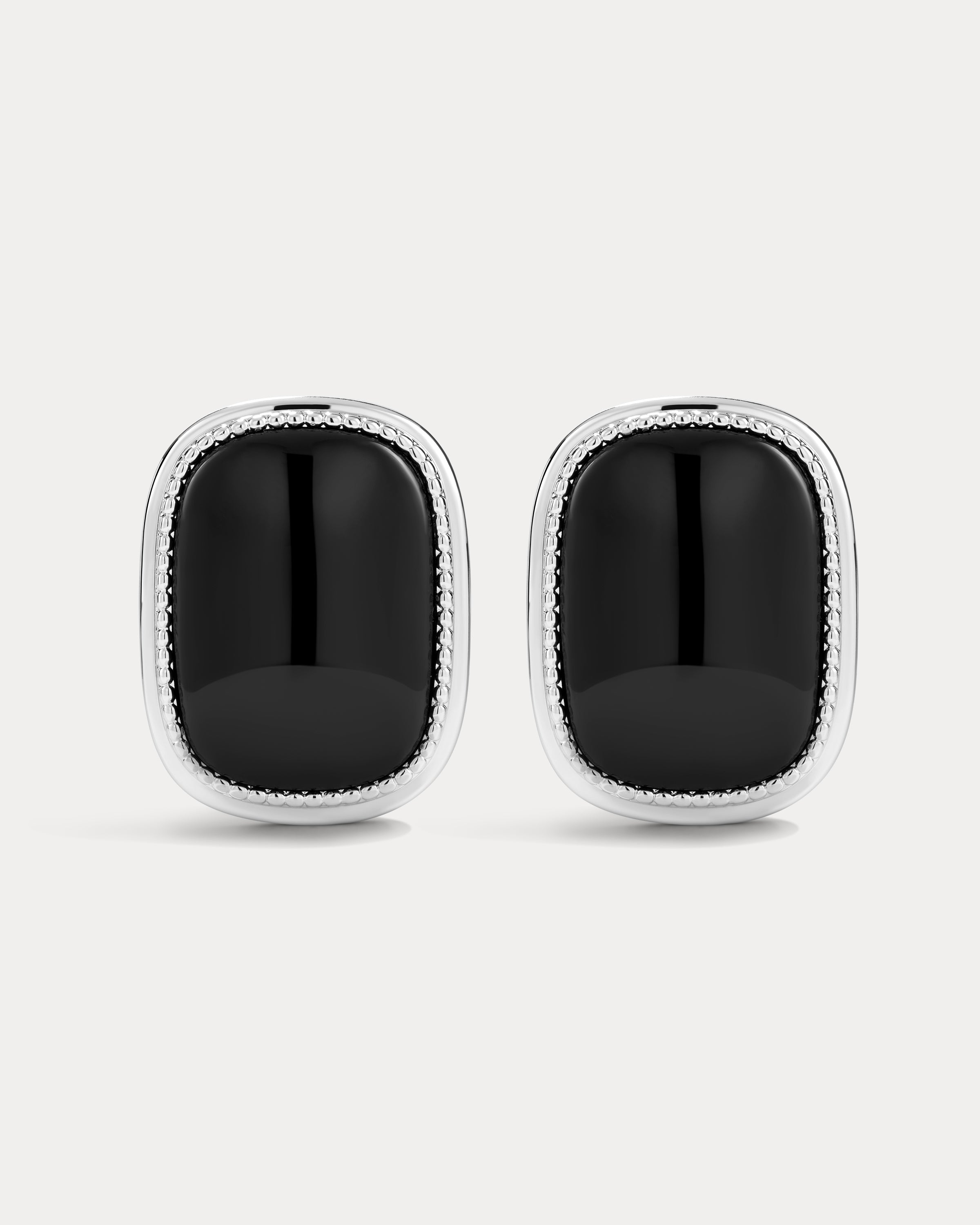 The Luv Aj Midnight Mesa Statement Studs In Silver on White Background