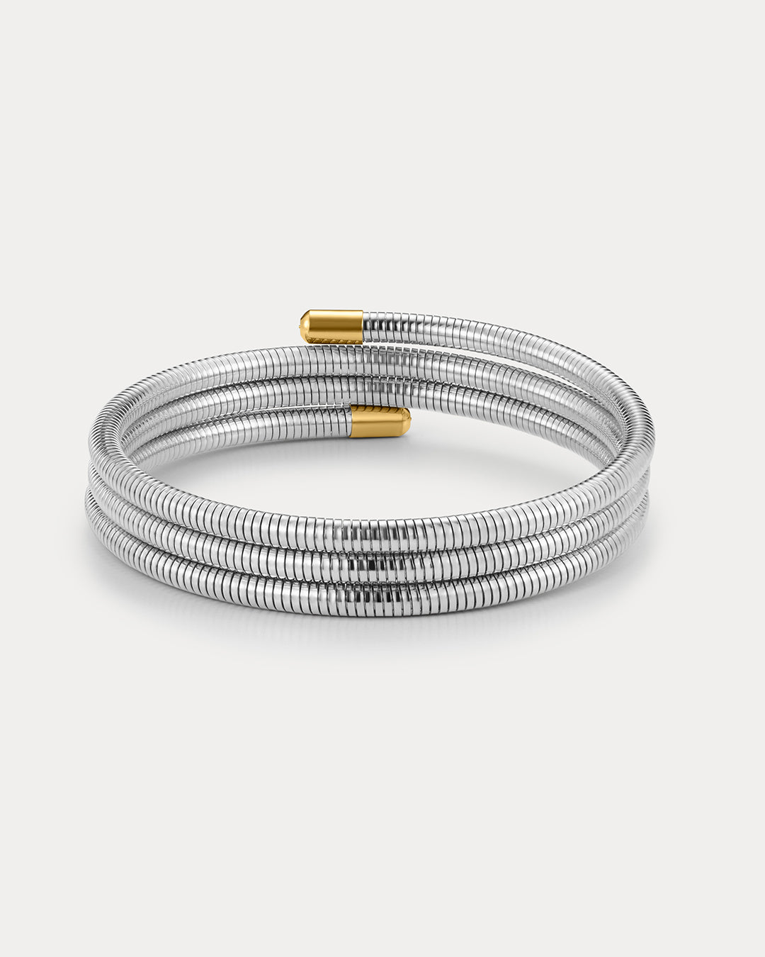 The Luv Aj Mini Palais Flex Snake Chain Bracelet Set in Silver on white background