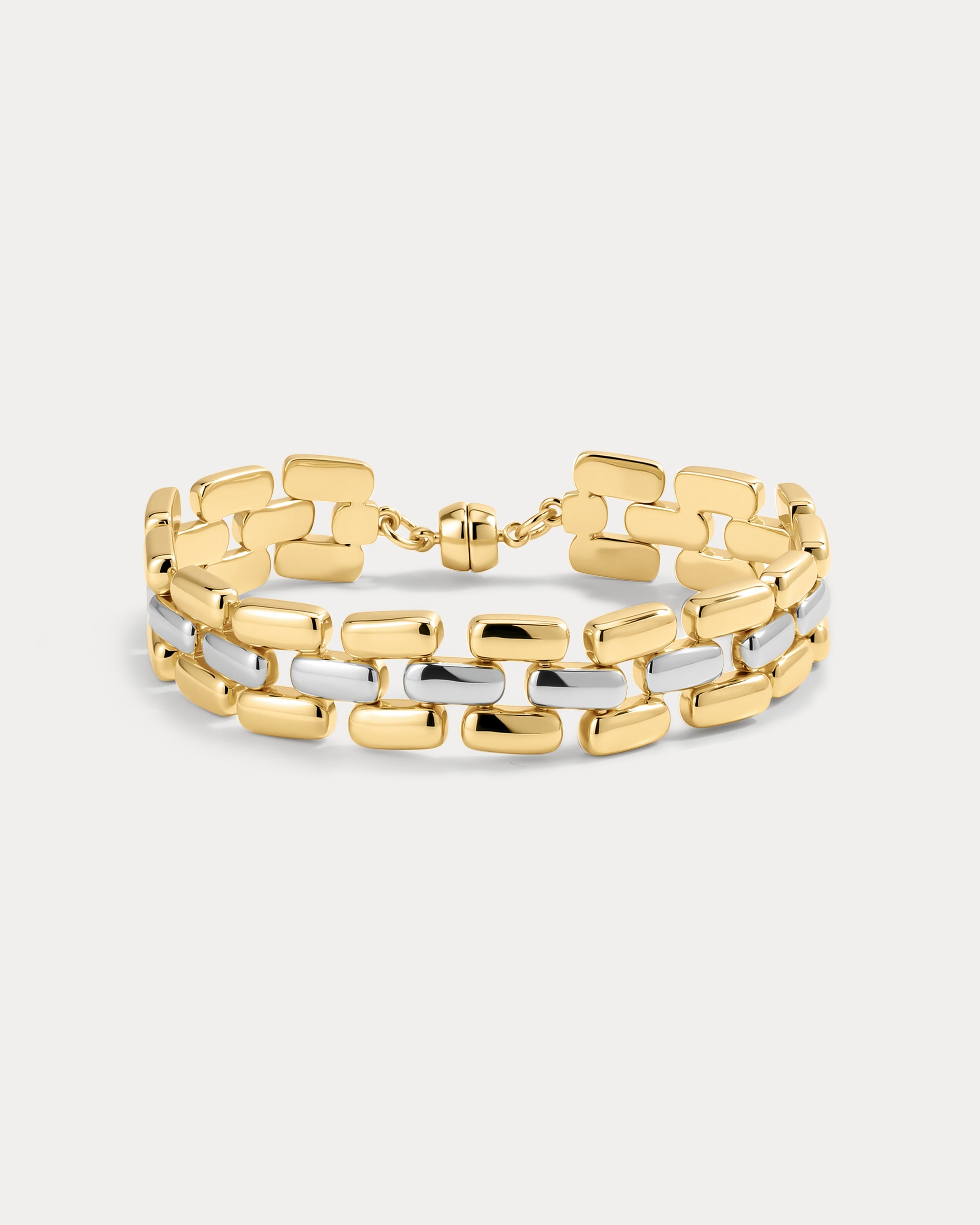 The Luv Aj Noir Link Bracelet in Gold on white background