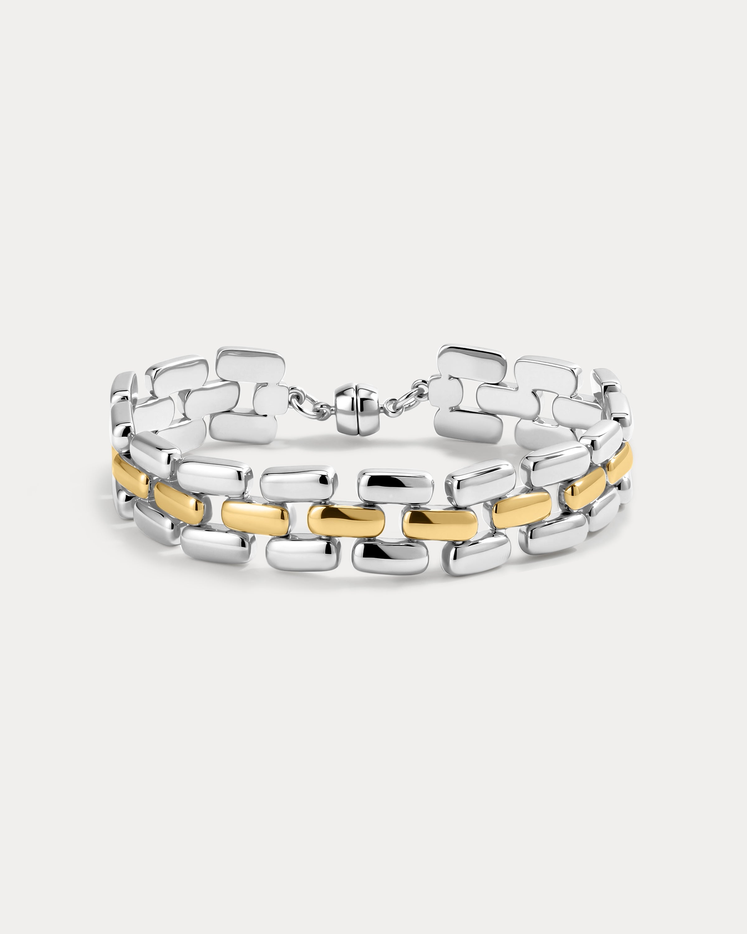 The Luv Aj Noir Link Bracelet in Silver on white background