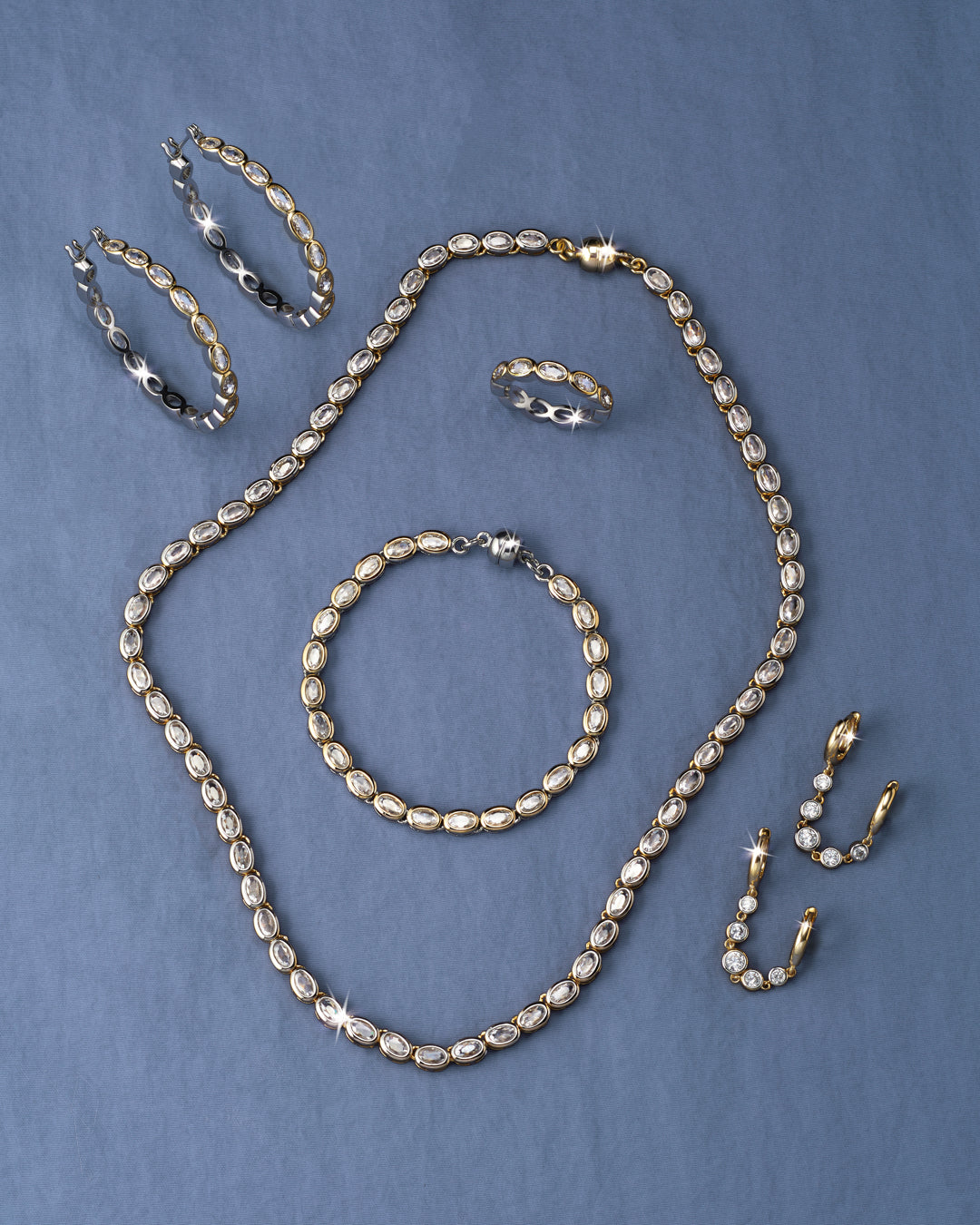 The Luv Aj Palais Eternity Jewelry set flay lay photo
