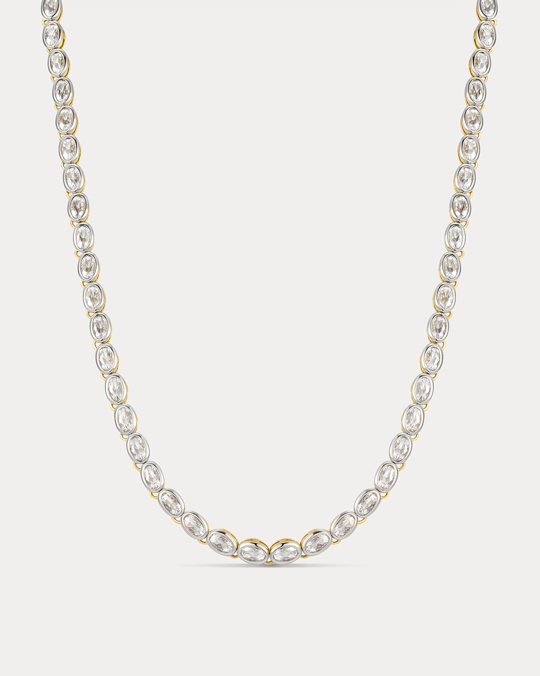 The Luv Aj Palais Tennis Necklace in Silver on white background