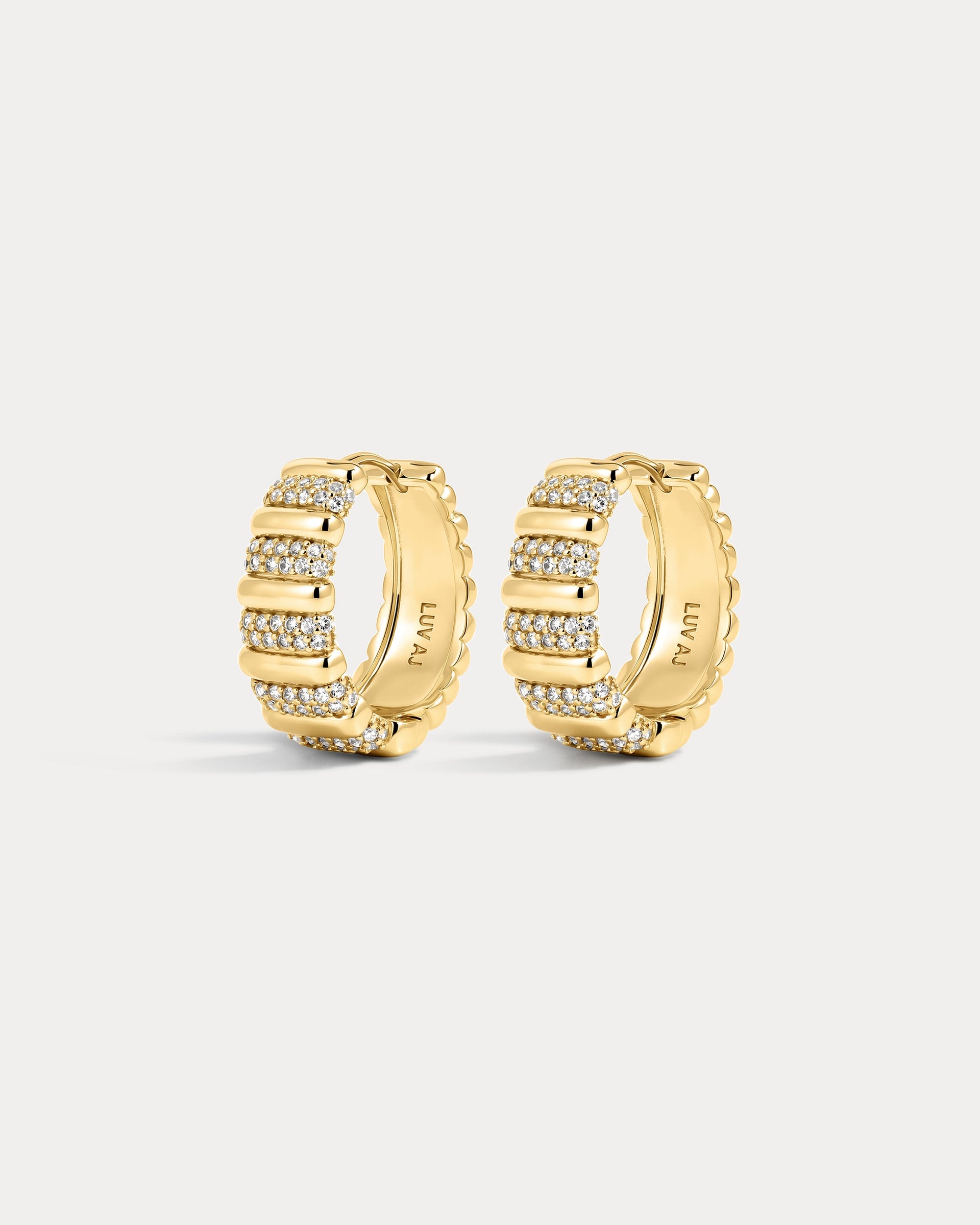 The Pave Marbella Ridged Hoops-Gold