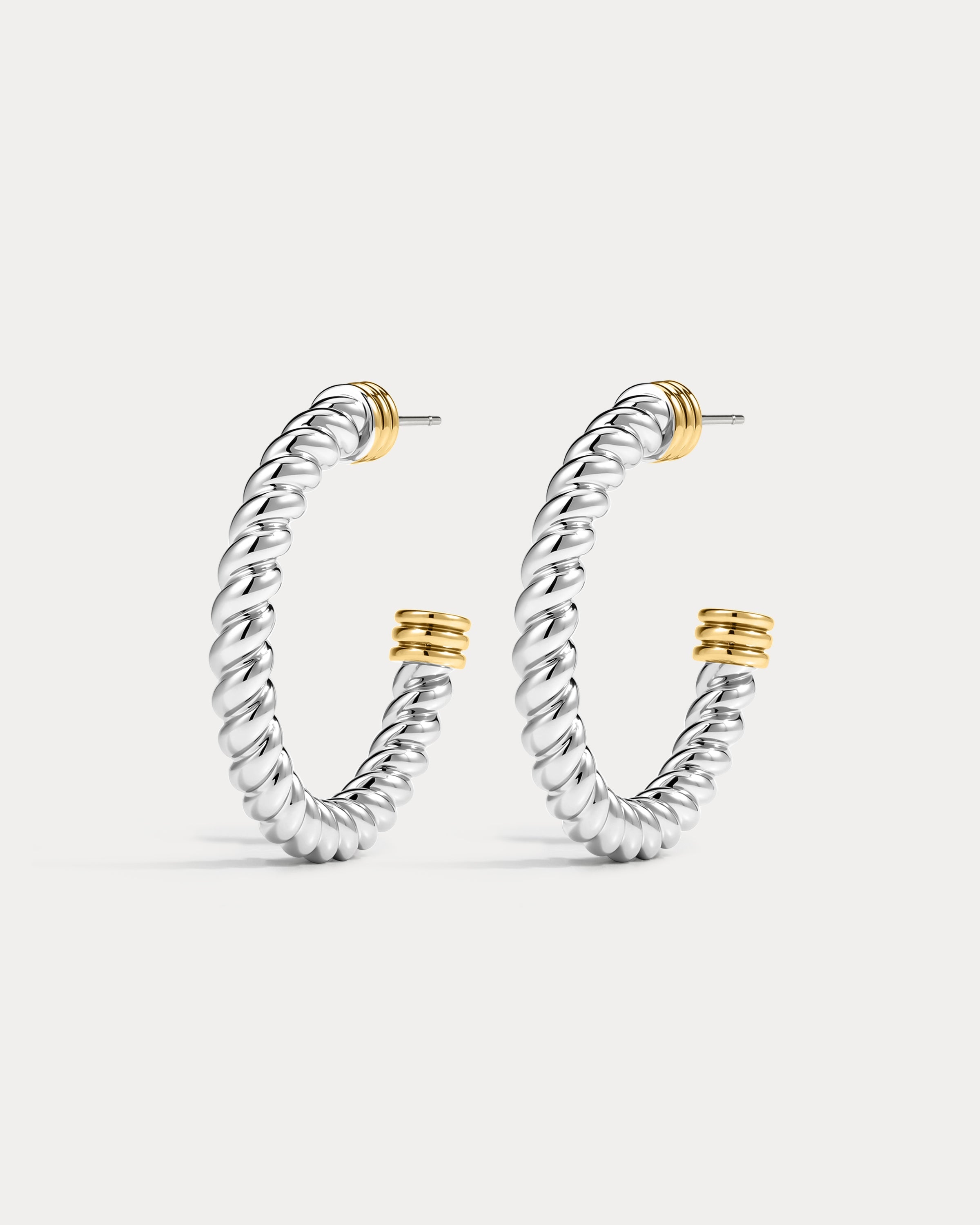 The Luv Aj Sierra Rope Hoops in Silver on white background