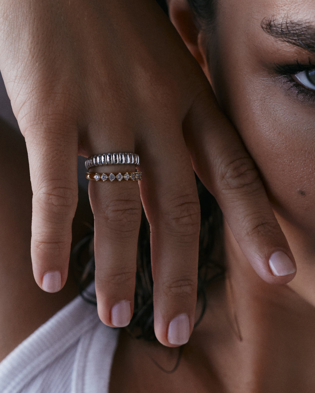 The Luv Aj Sierra Split Ring on Models hand