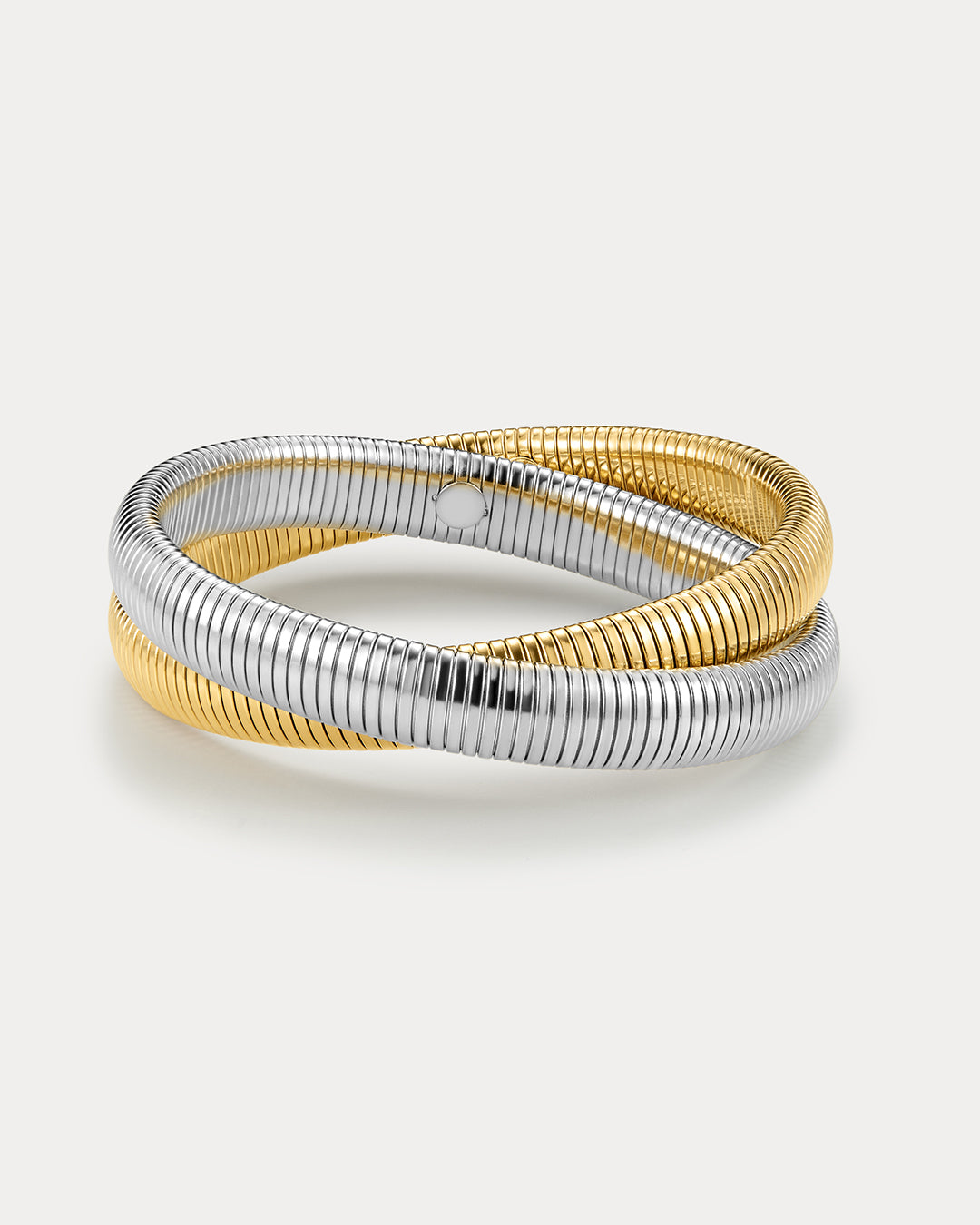 The Luv Aj Two-Tone Flex snake chain bracelet on white background