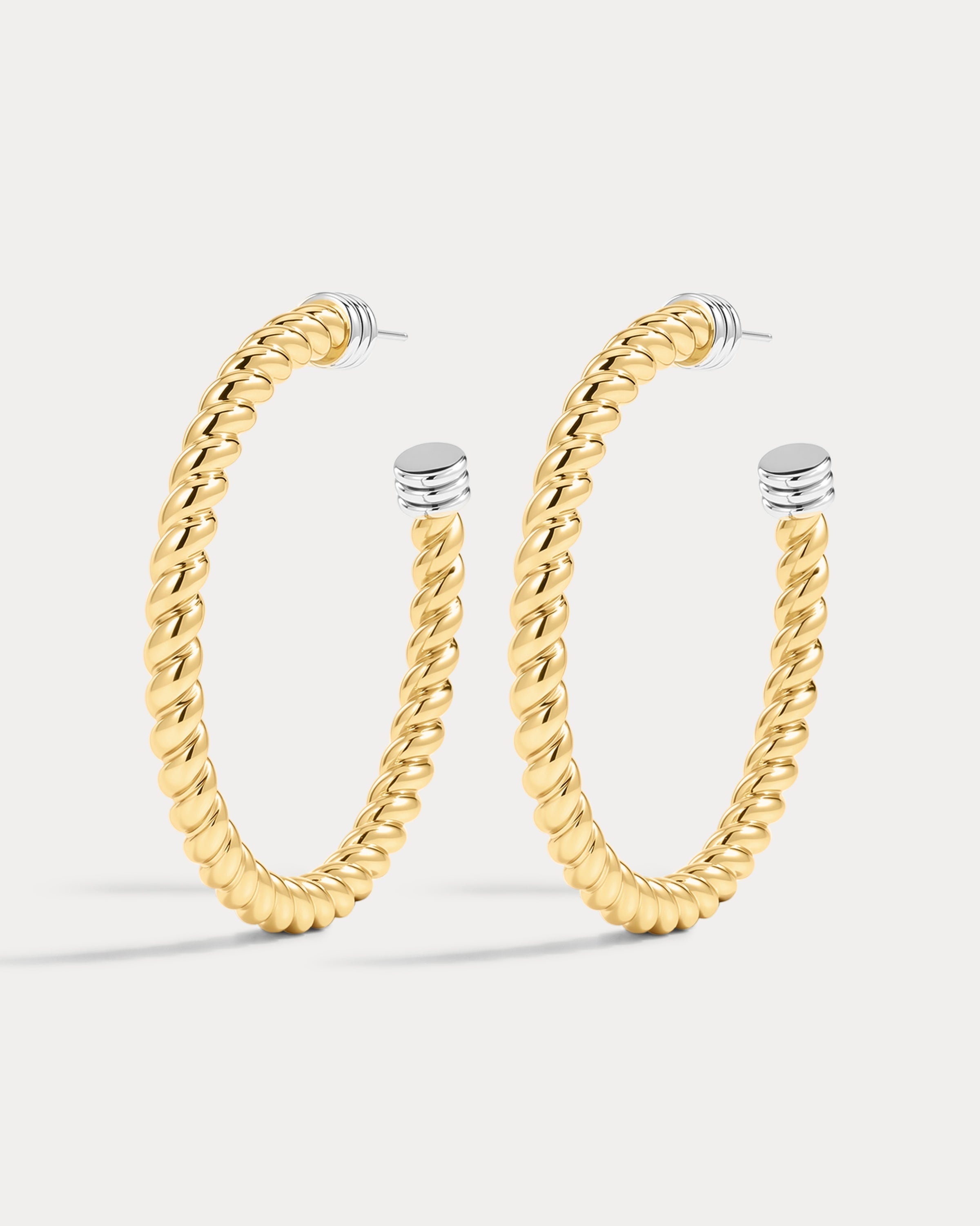 The Luv Aj XL Sierra Rope Hoops in Gold on white background