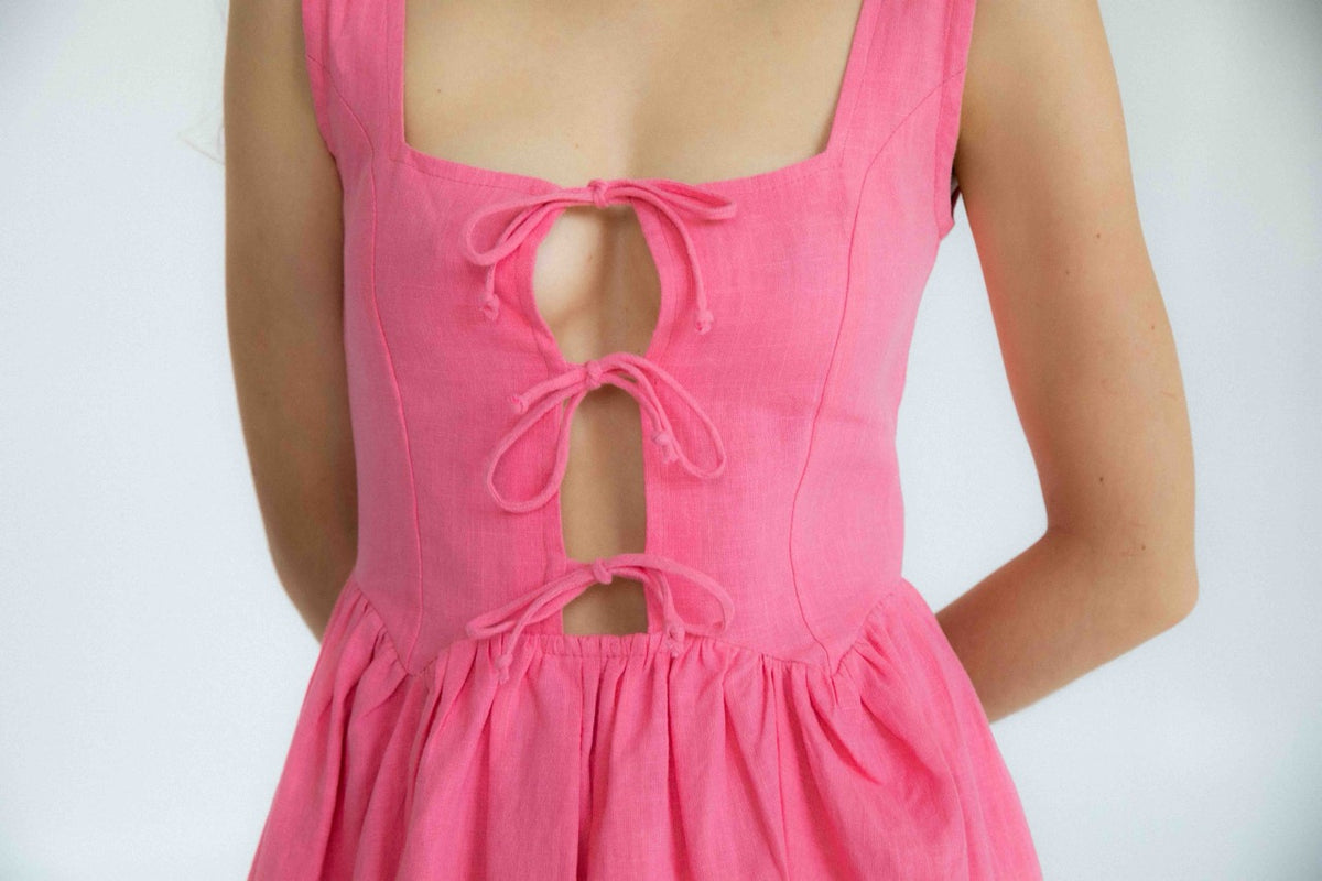 Georgette Linen Dress | Magenta