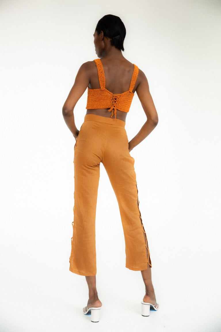 Noe Metallic Knit Corset | Orange