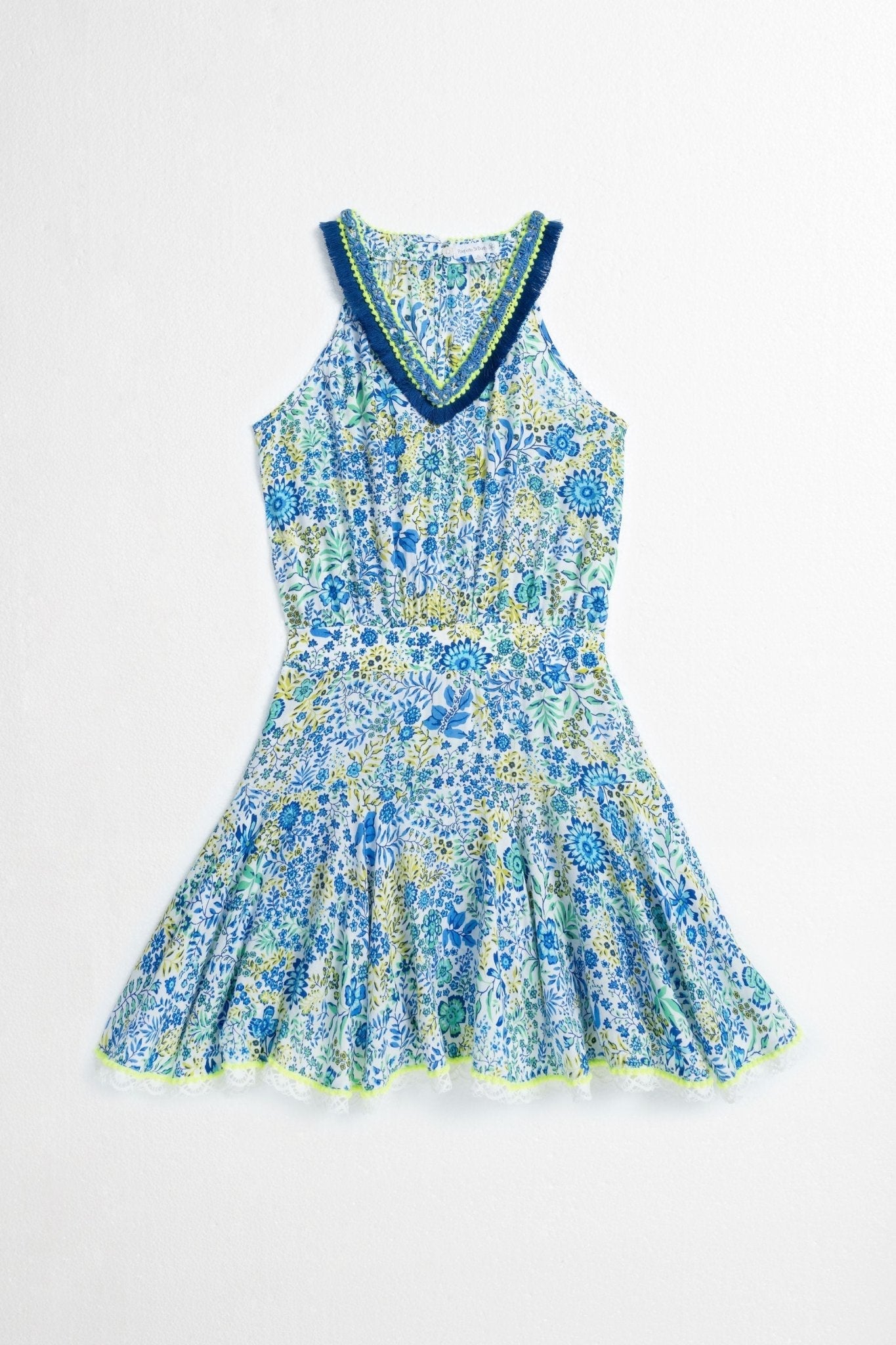 Kids Mini Dress Agathe - White Blue Nature - Poupette St Barth