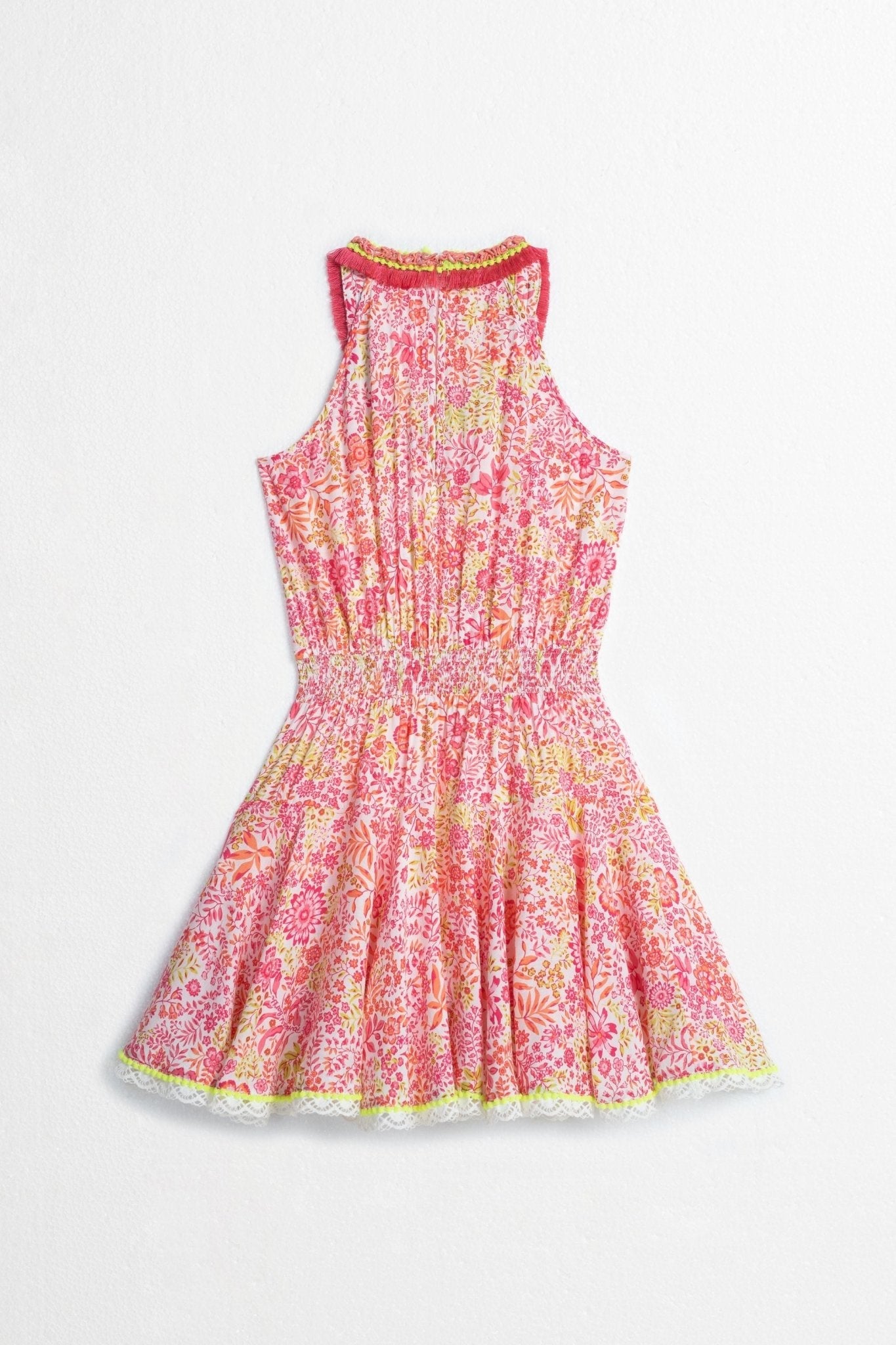 Kids Mini Dress Agathe - White Pink Nature - Poupette St Barth