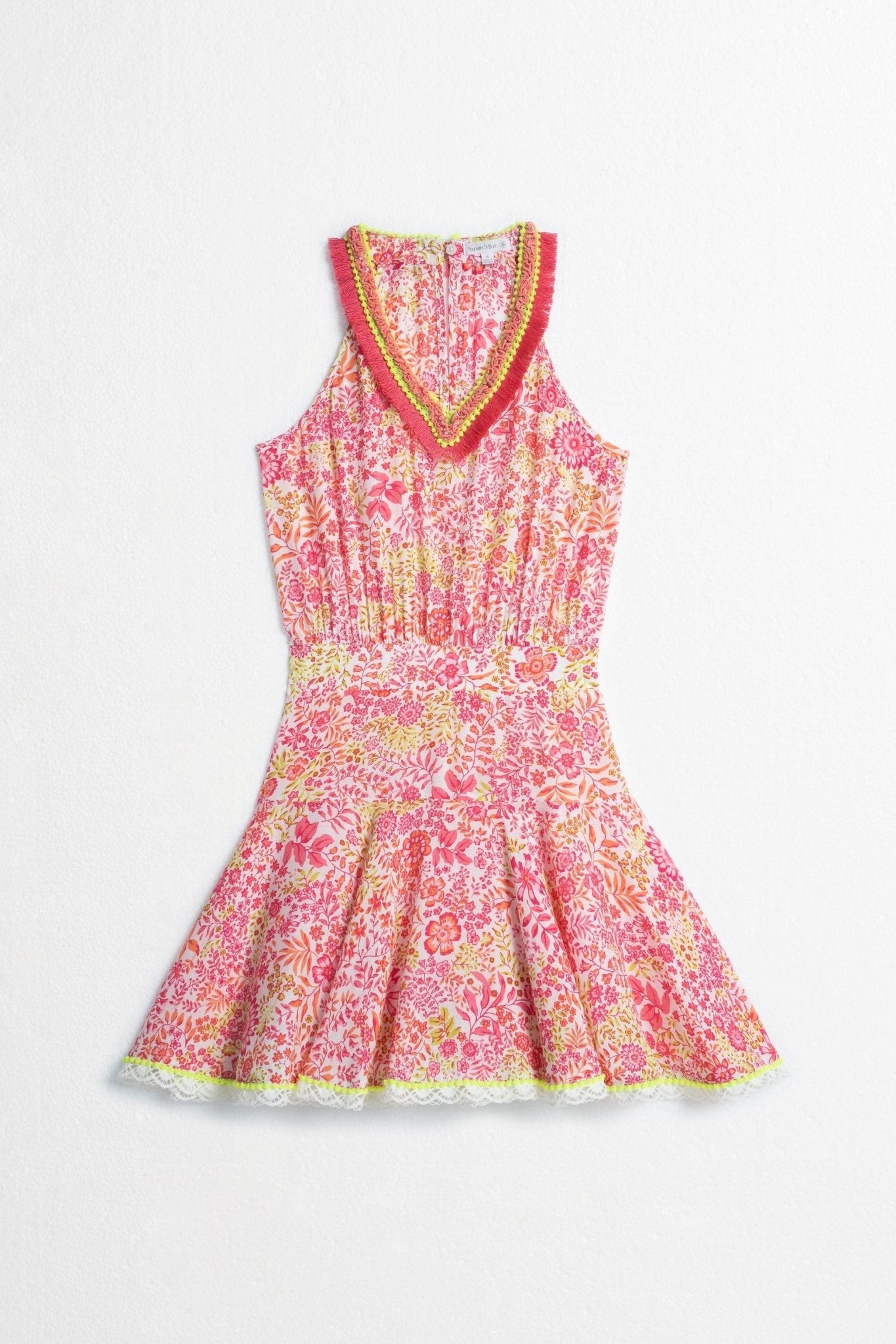 Kids Mini Dress Agathe - White Pink Nature - Poupette St Barth