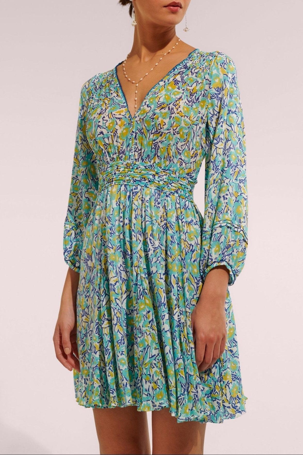 Mini Dress Anabelle - Turquoise Graffiti - Poupette St Barth