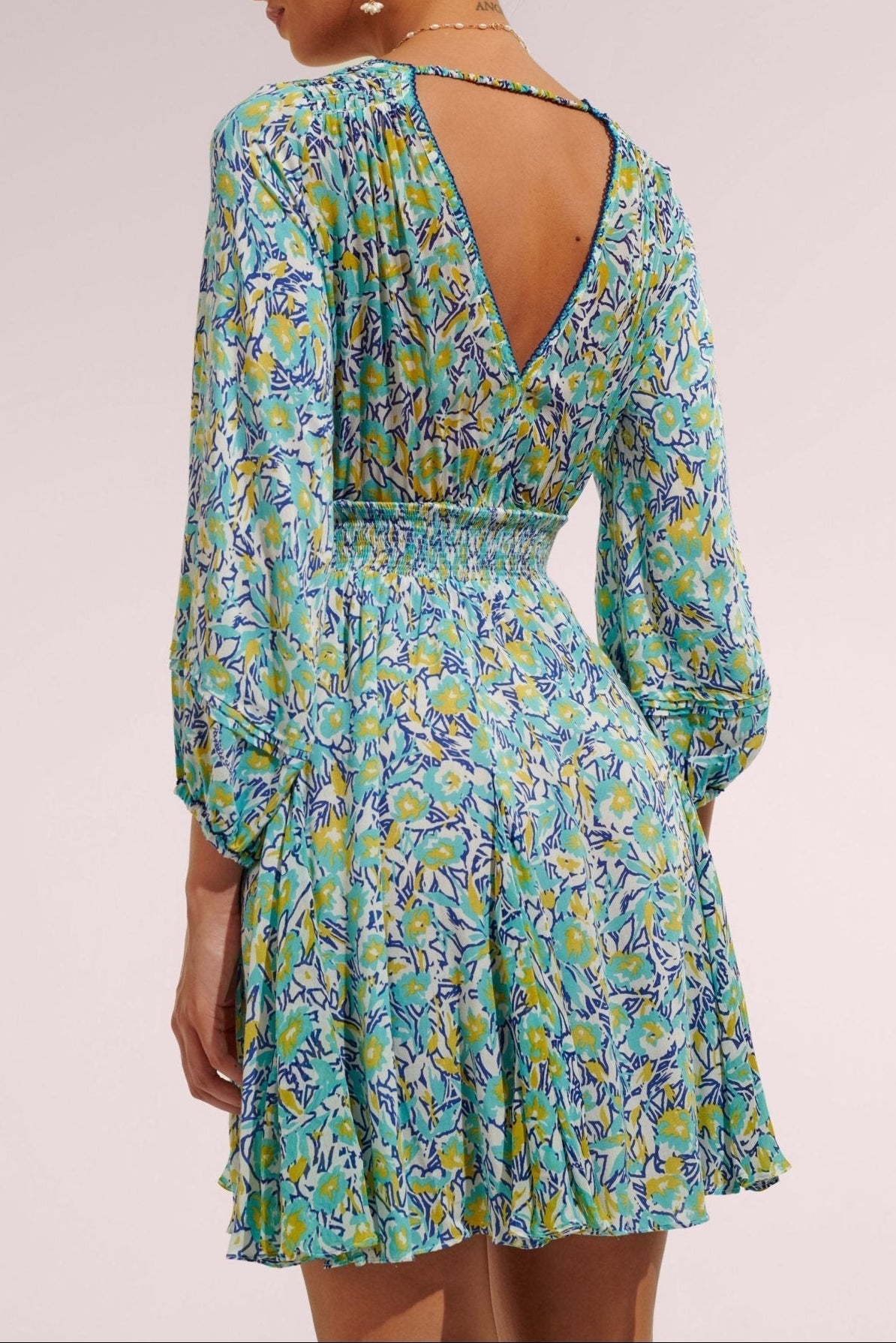 Mini Dress Anabelle - Turquoise Graffiti - Poupette St Barth