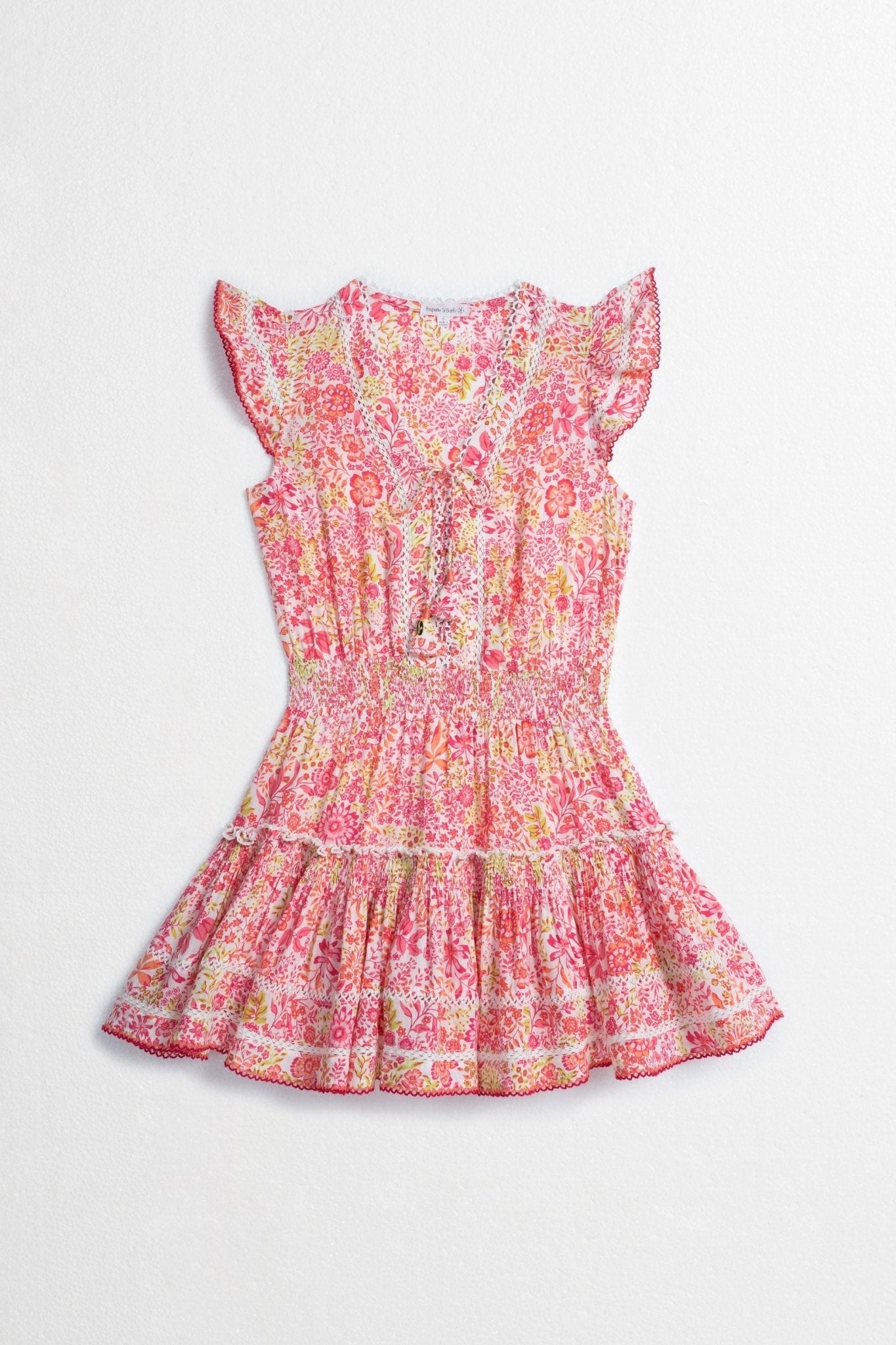 Kids Mini Dress Anais - White Pink Nature - Poupette St Barth