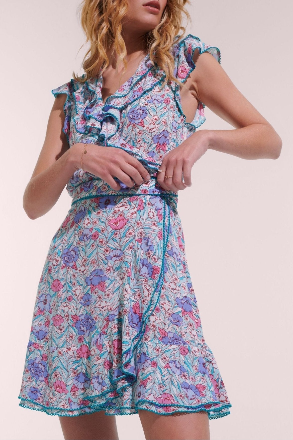 Mini Dress Aude - Aqua Petunia - Poupette St Barth