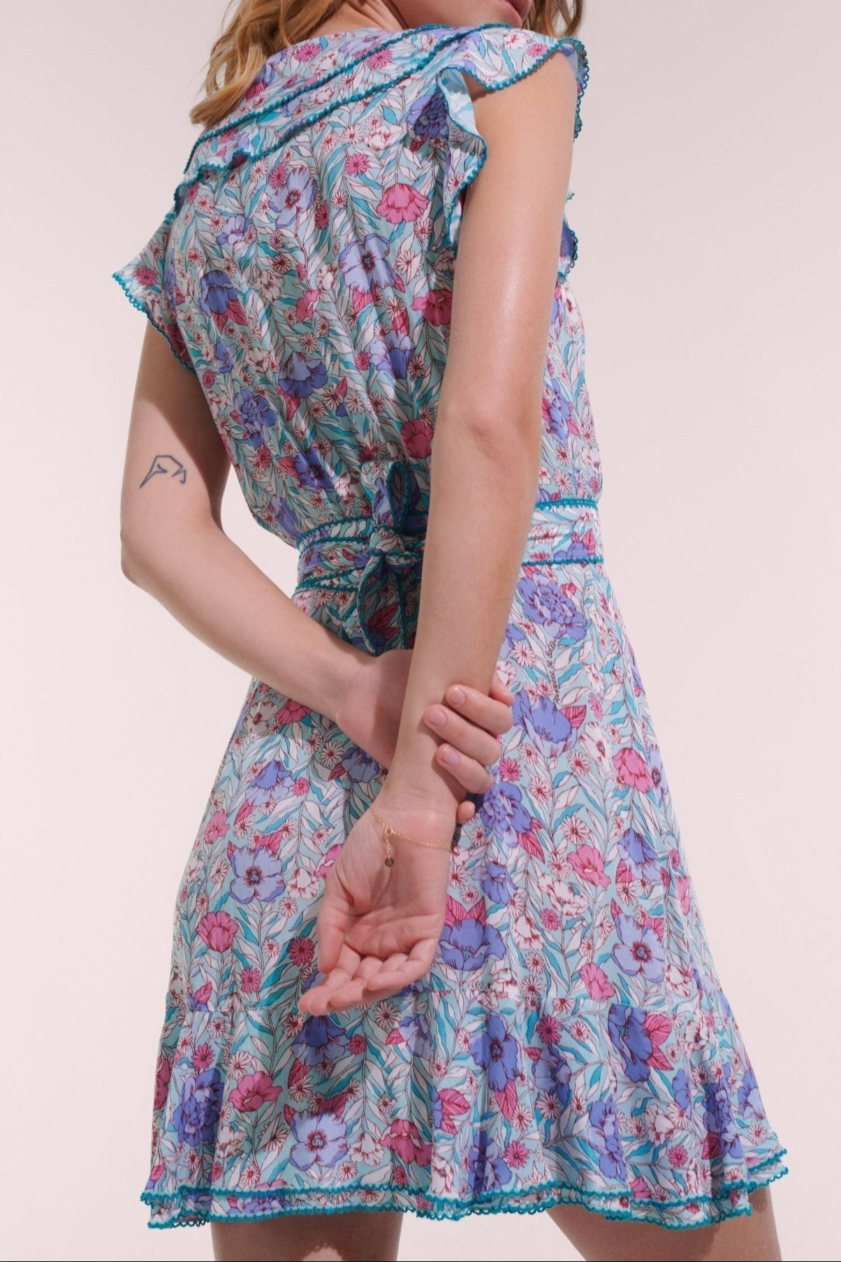 Mini Dress Aude - Aqua Petunia - Poupette St Barth