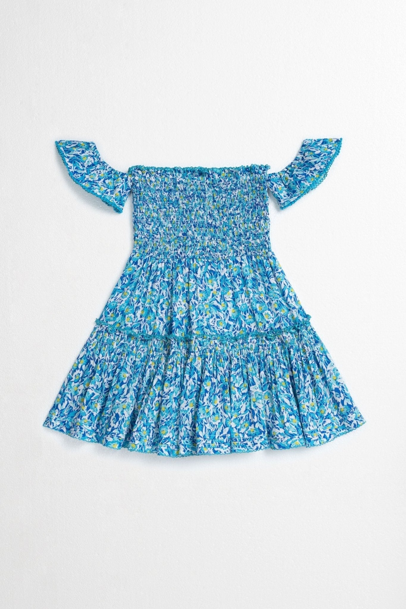 Kids Mini Dress Aurora - Blue Ocean Flowers - Poupette St Barth