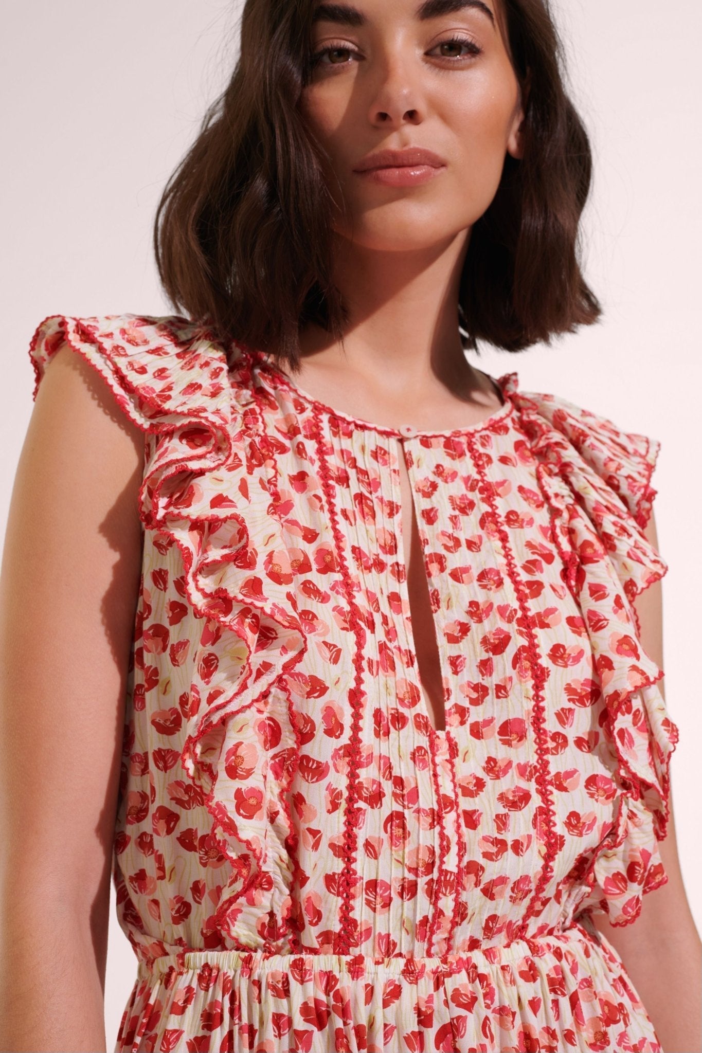 Mini Dress Bambi - White Red Alamy - Poupette St Barth