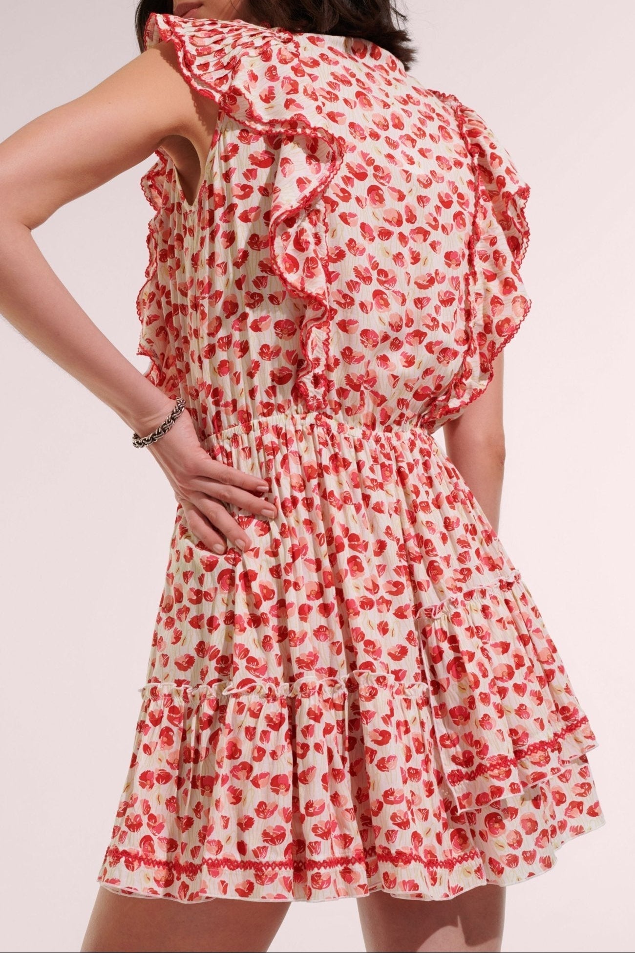Mini Dress Bambi - White Red Alamy - Poupette St Barth