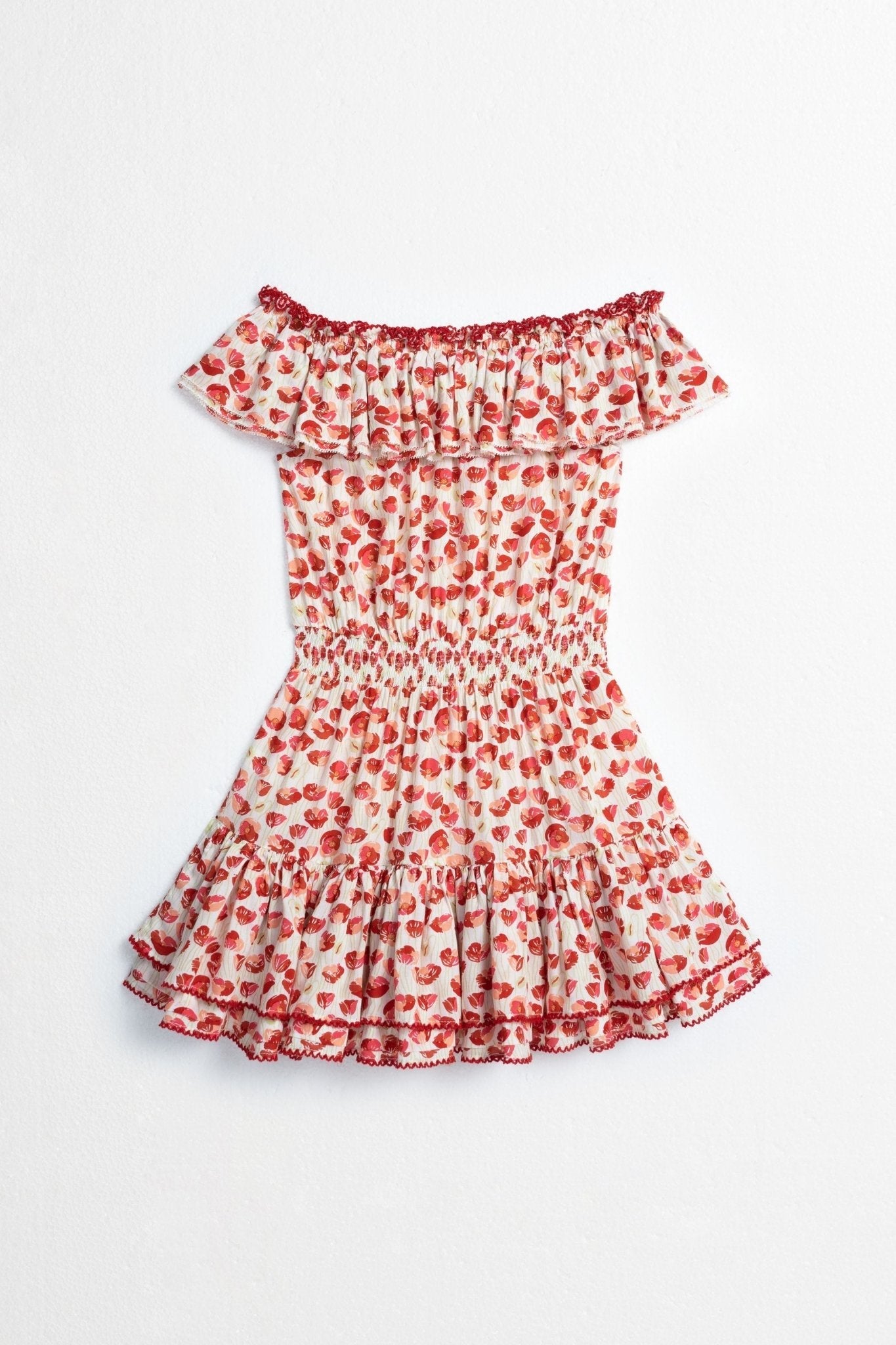 Kids Mini Dress Bella - White Red Alamy - Poupette St Barth