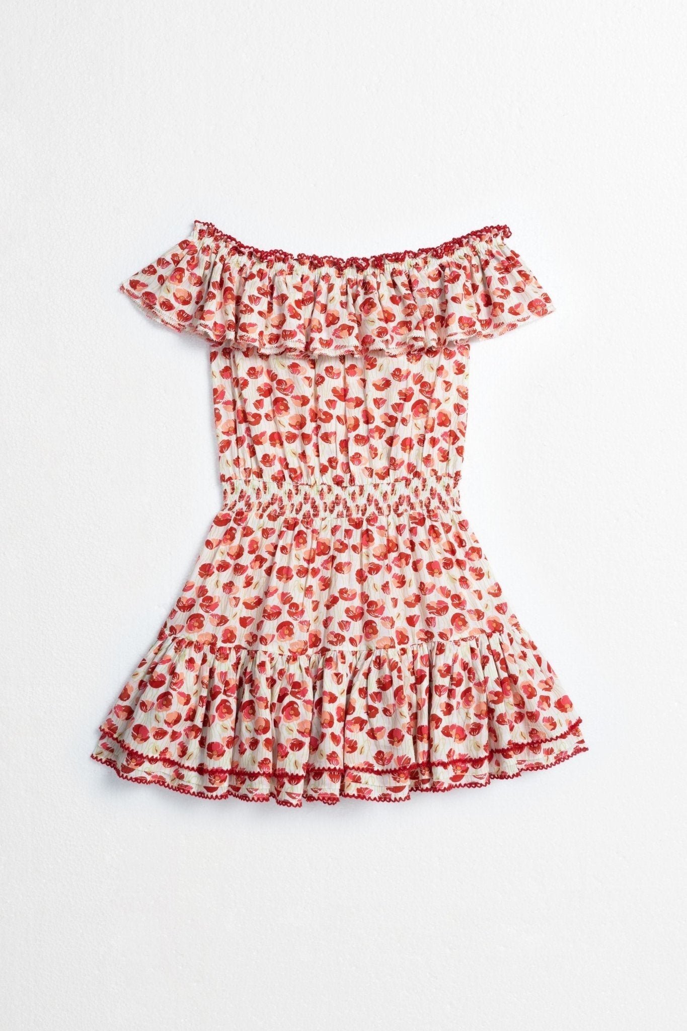 Kids Mini Dress Bella - White Red Alamy - Poupette St Barth