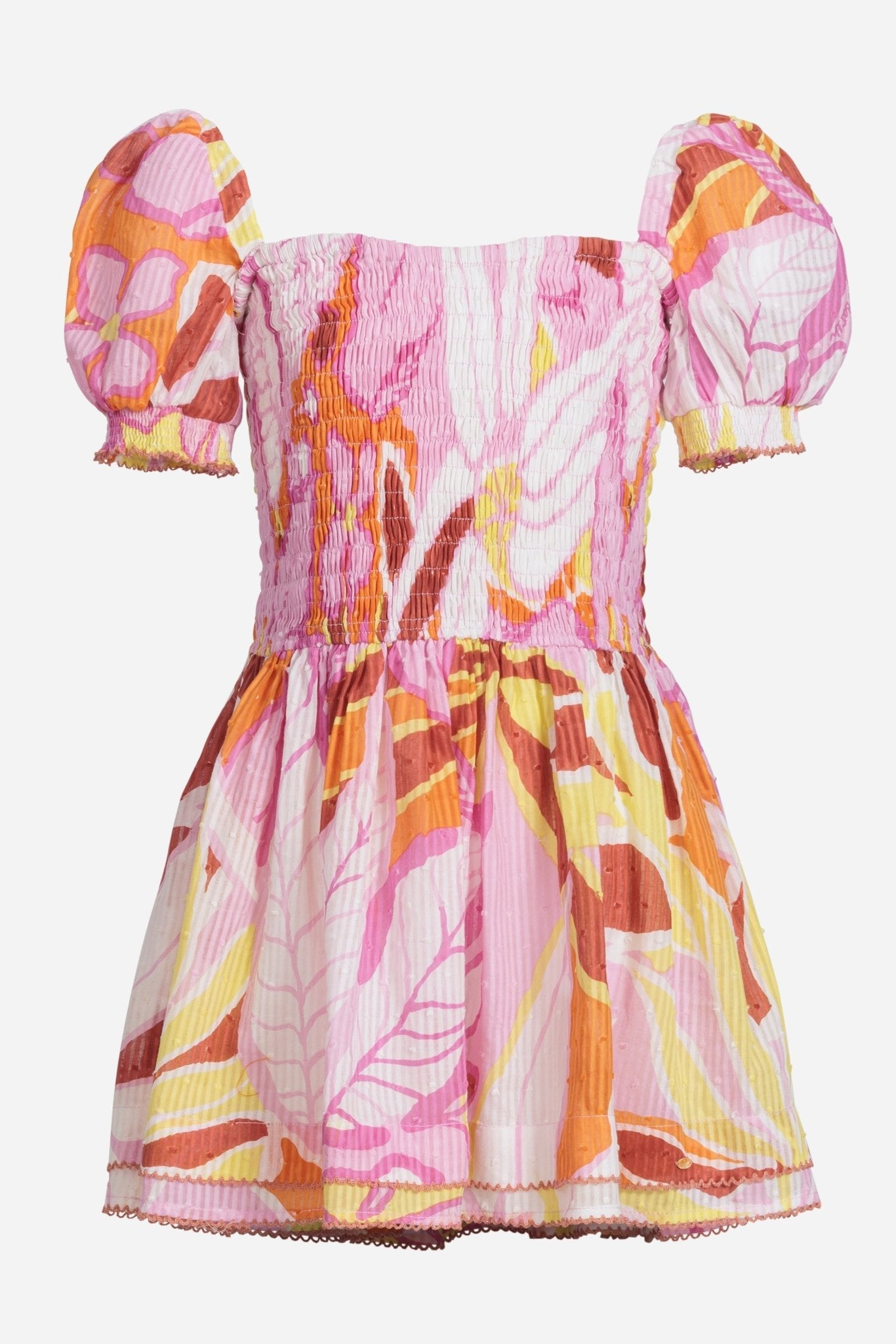 Mini Dress Bertha for girls - Pink Macro Lilium - Poupette St Barth