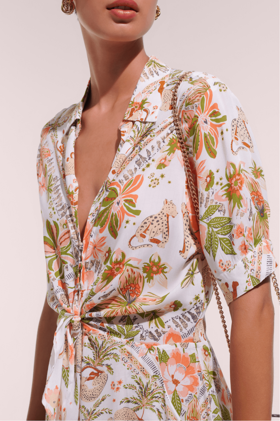Mini Dress Bettina - Pink Leo Foulard - Poupette St Barth