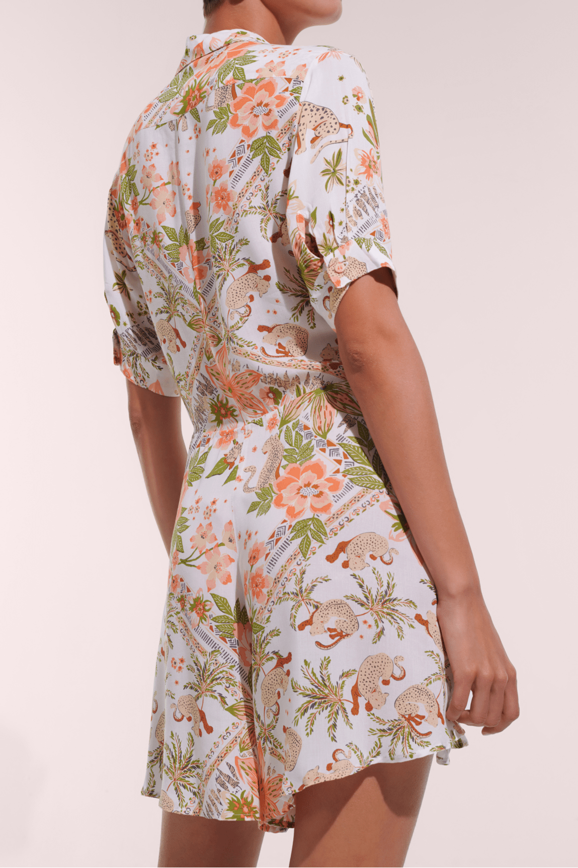 Mini Dress Bettina - Pink Leo Foulard - Poupette St Barth