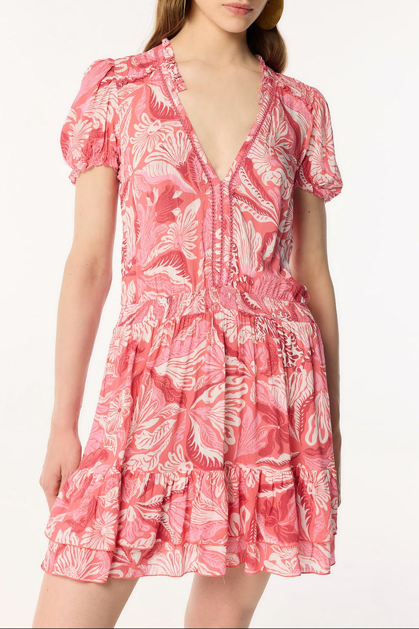 Mini Dress Bibi - Pink Tiger Lily - Poupette St Barth