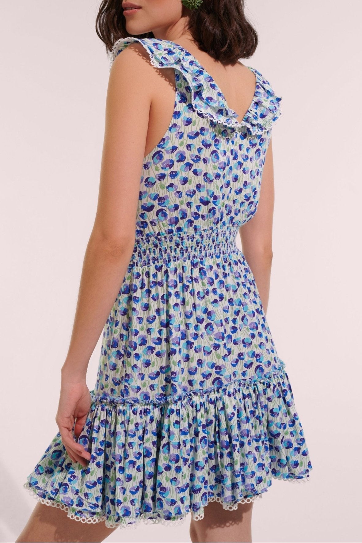 Mini Dress Bruna - White Blue Alamy - Poupette St Barth