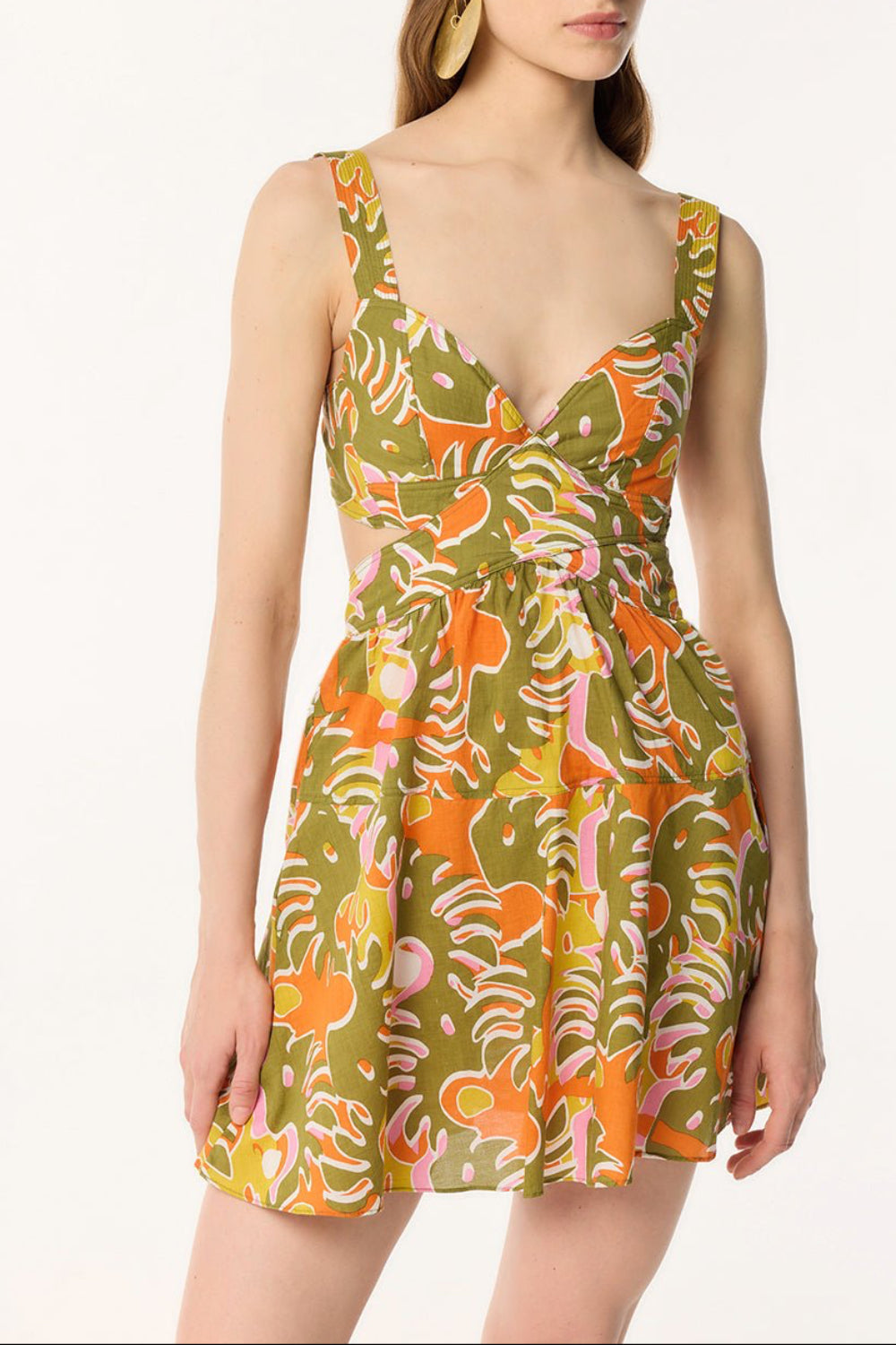 Mini Dress Coco - Green Geo Afro - Poupette St Barth