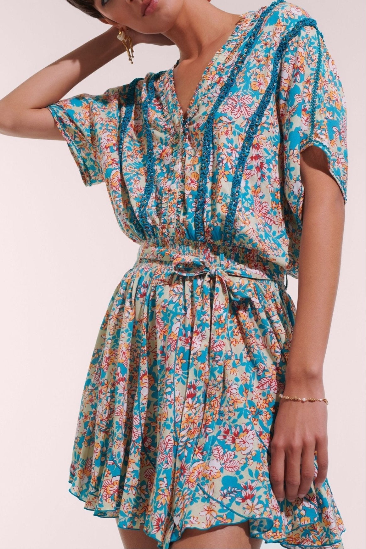 Mini Dress Olivia - Green Sweet Bell - Poupette St Barth