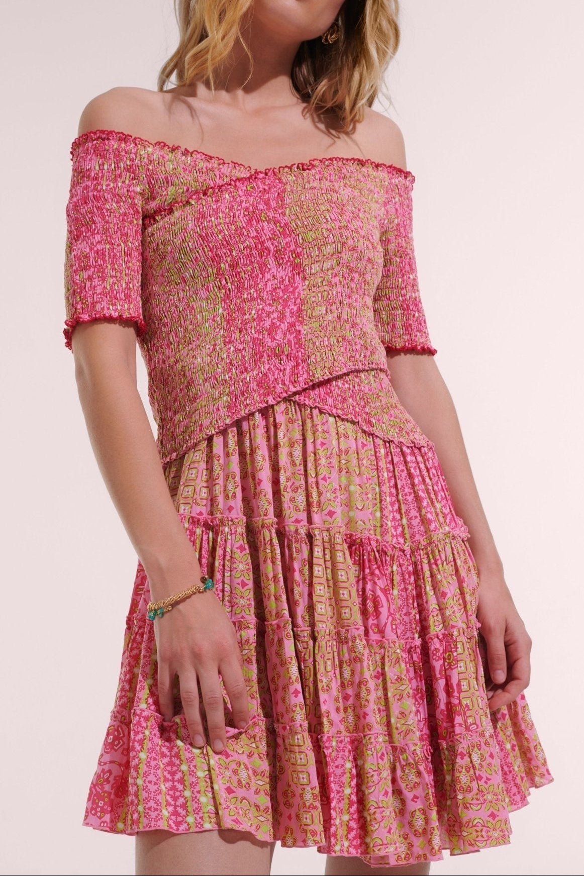 Mini Dress Soledad - Pink Verti Batik - Poupette St Barth