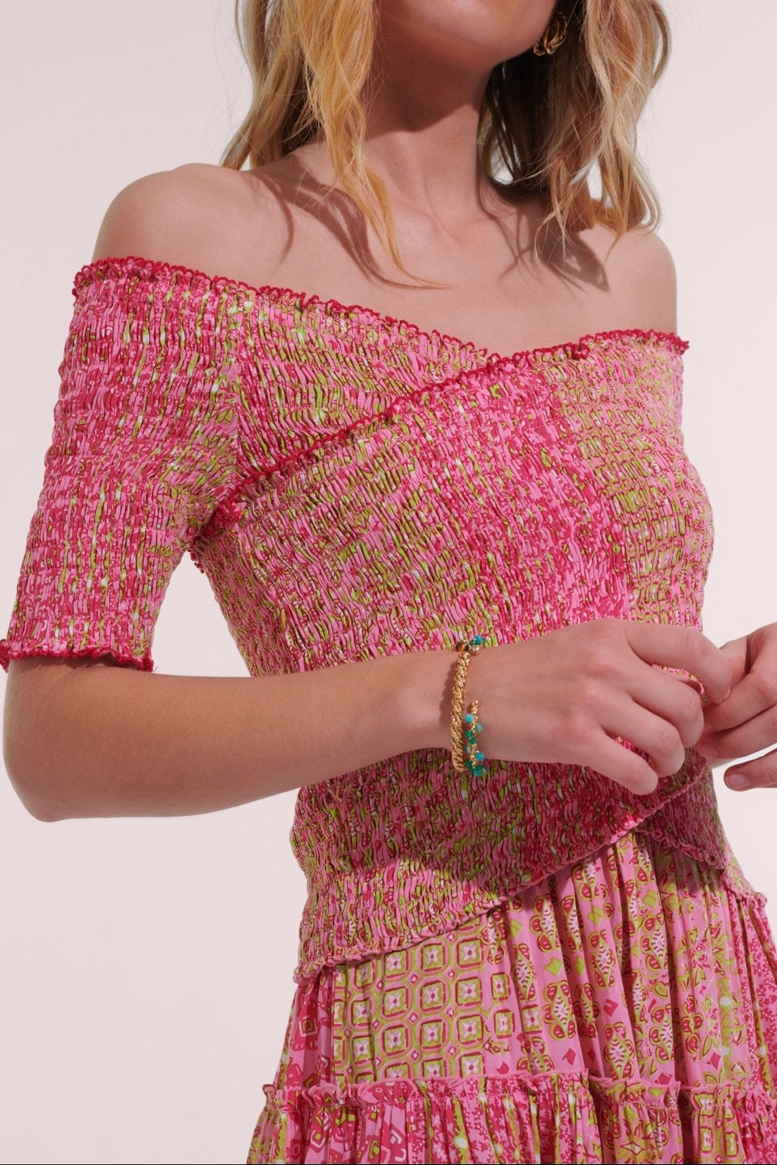 Mini Dress Soledad - Pink Verti Batik - Poupette St Barth